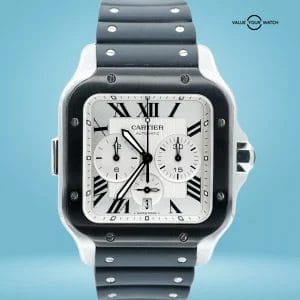 Cartier Santos de Cartier Chronograph XL WSSA0017 Silver Dial BOXES/PAPER!