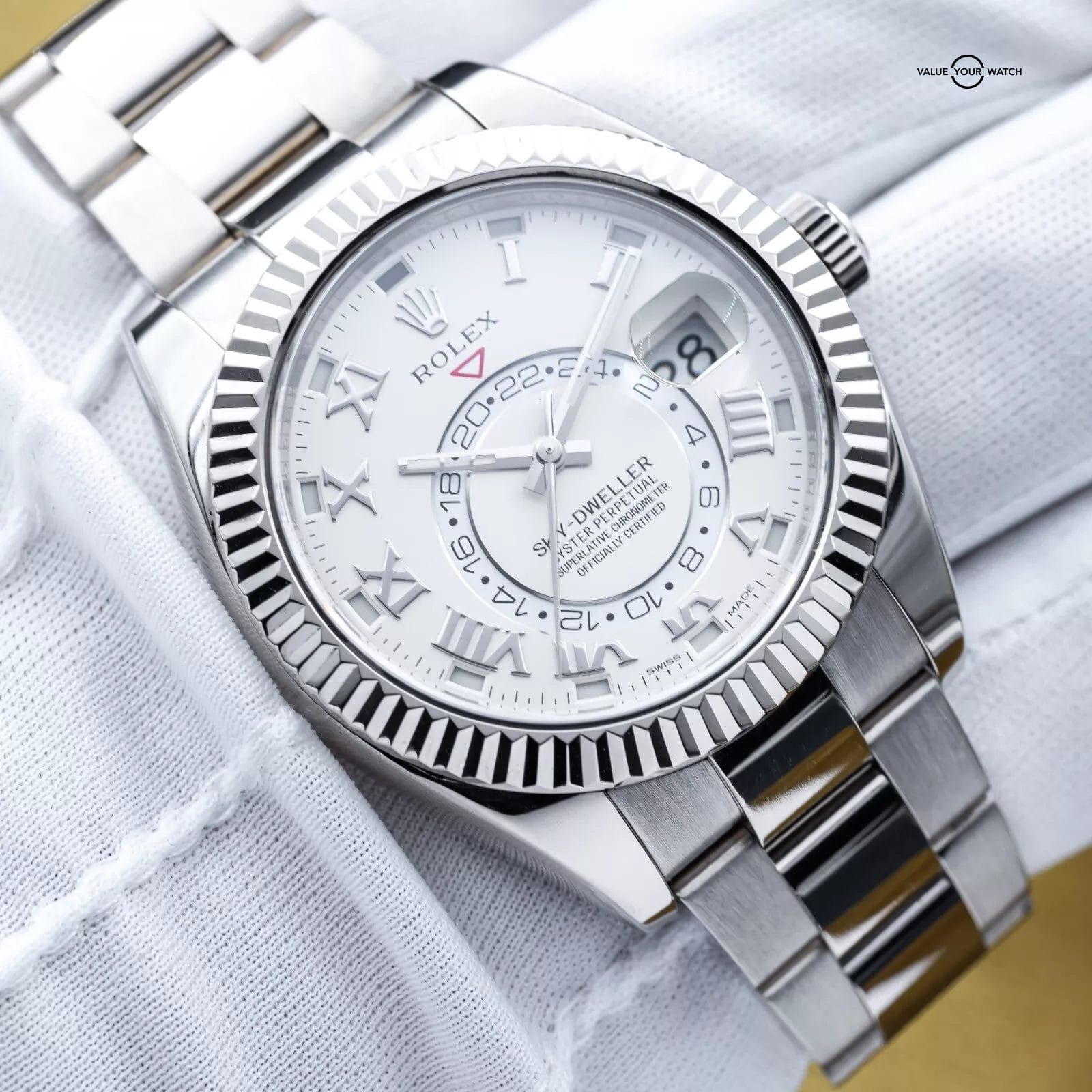 Rolex Sky-Dweller White Gold Ivory Dial Romans 42mm Discontinued 326939 Full Set - Image 3