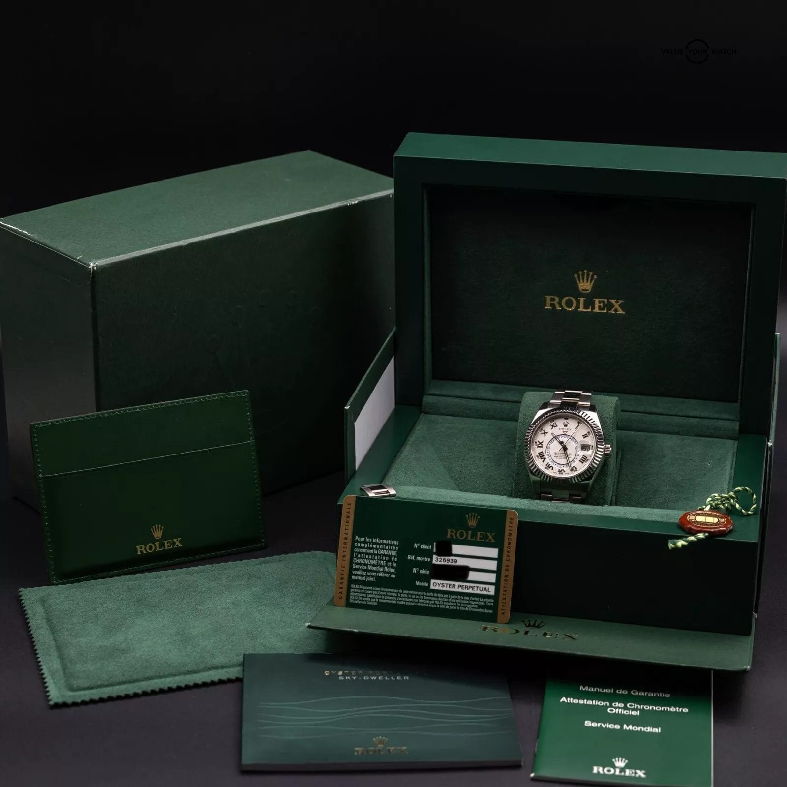 Rolex Sky-Dweller White Gold Ivory Dial Romans 42mm Discontinued 326939 Full Set - Image 8