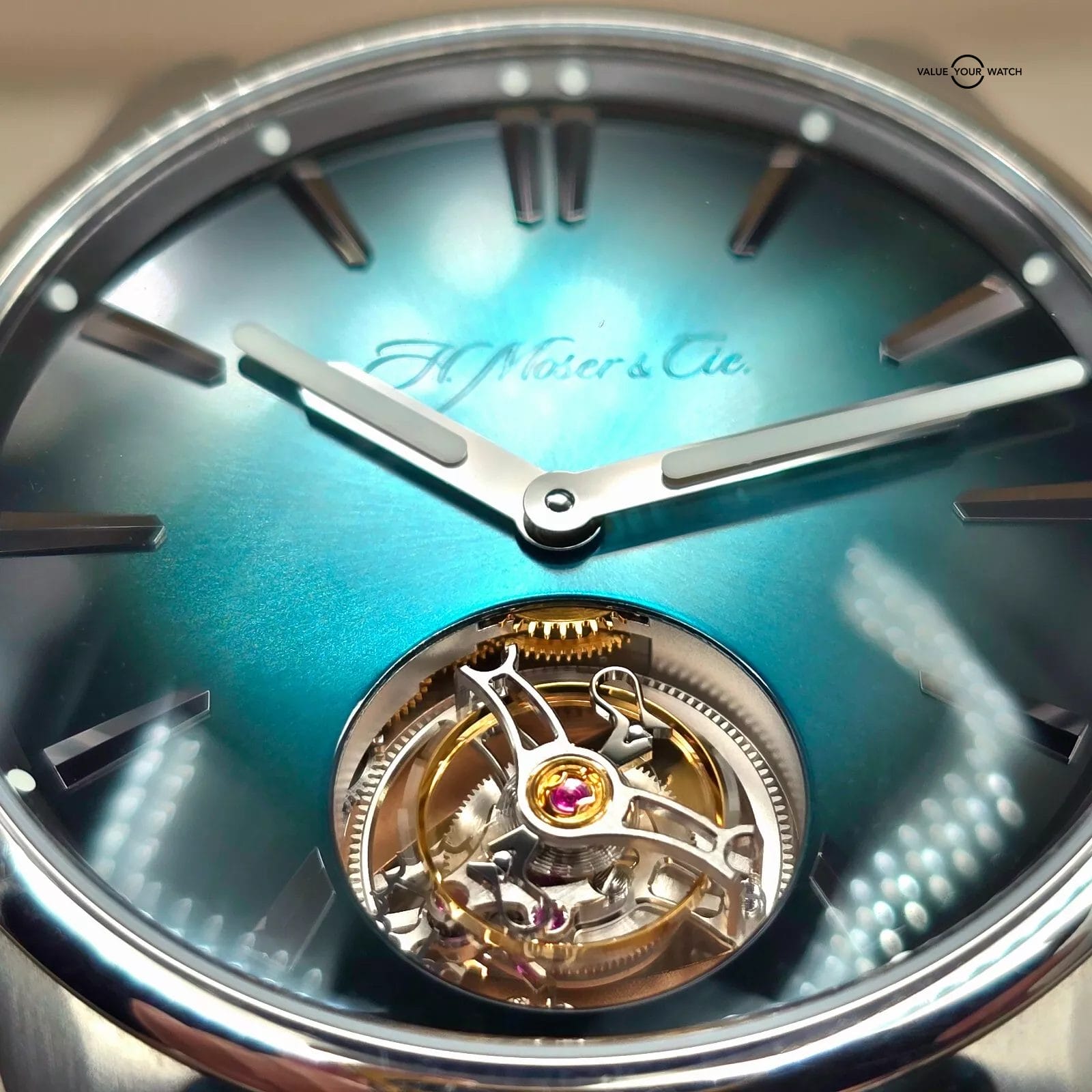 H. Moser & Cie. Pioneer Tourbillon Blue Lagoon, 43mm steel case, extra straps fu - Image 4