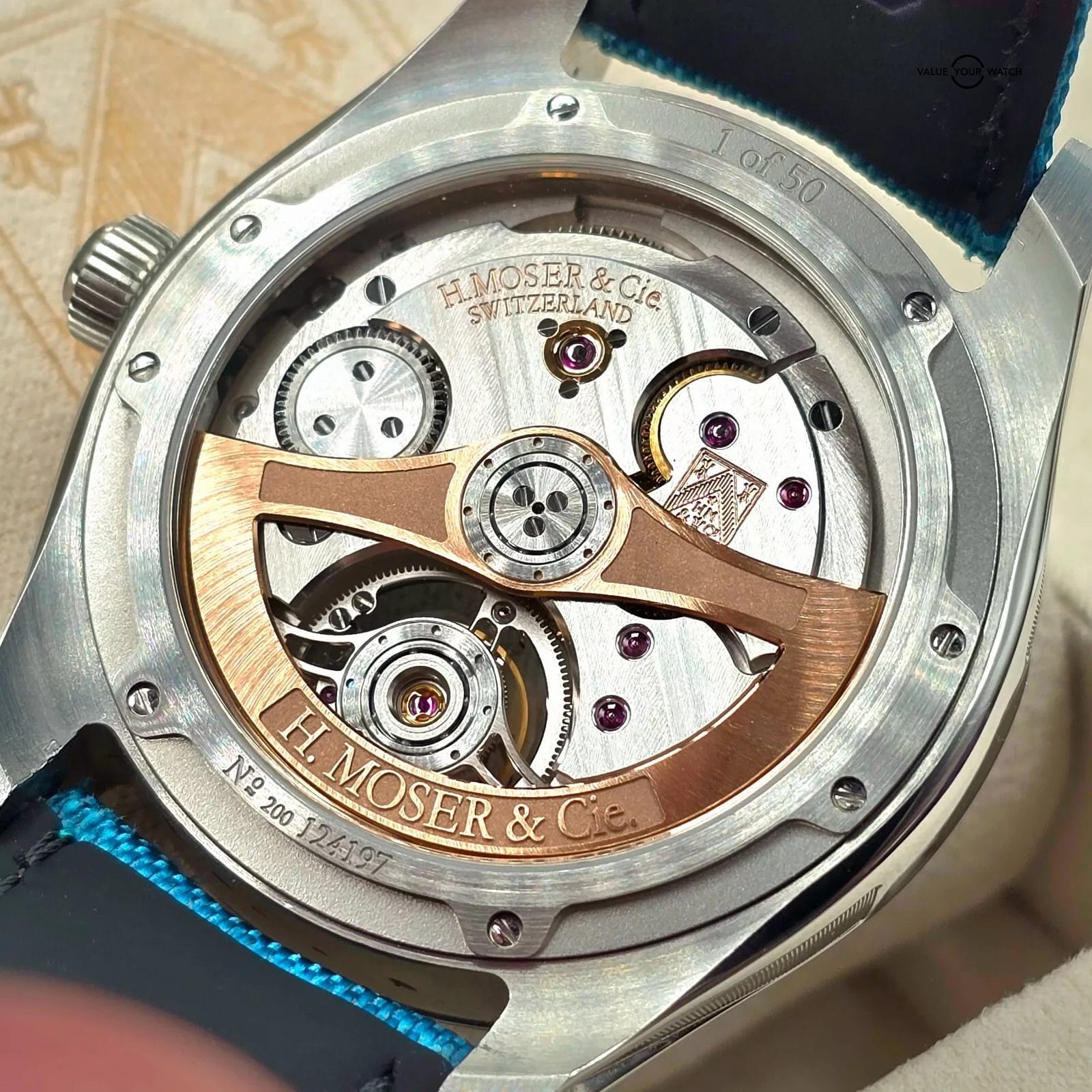 H. Moser & Cie. Pioneer Tourbillon Blue Lagoon, 43mm steel case, extra straps fu - Image 6