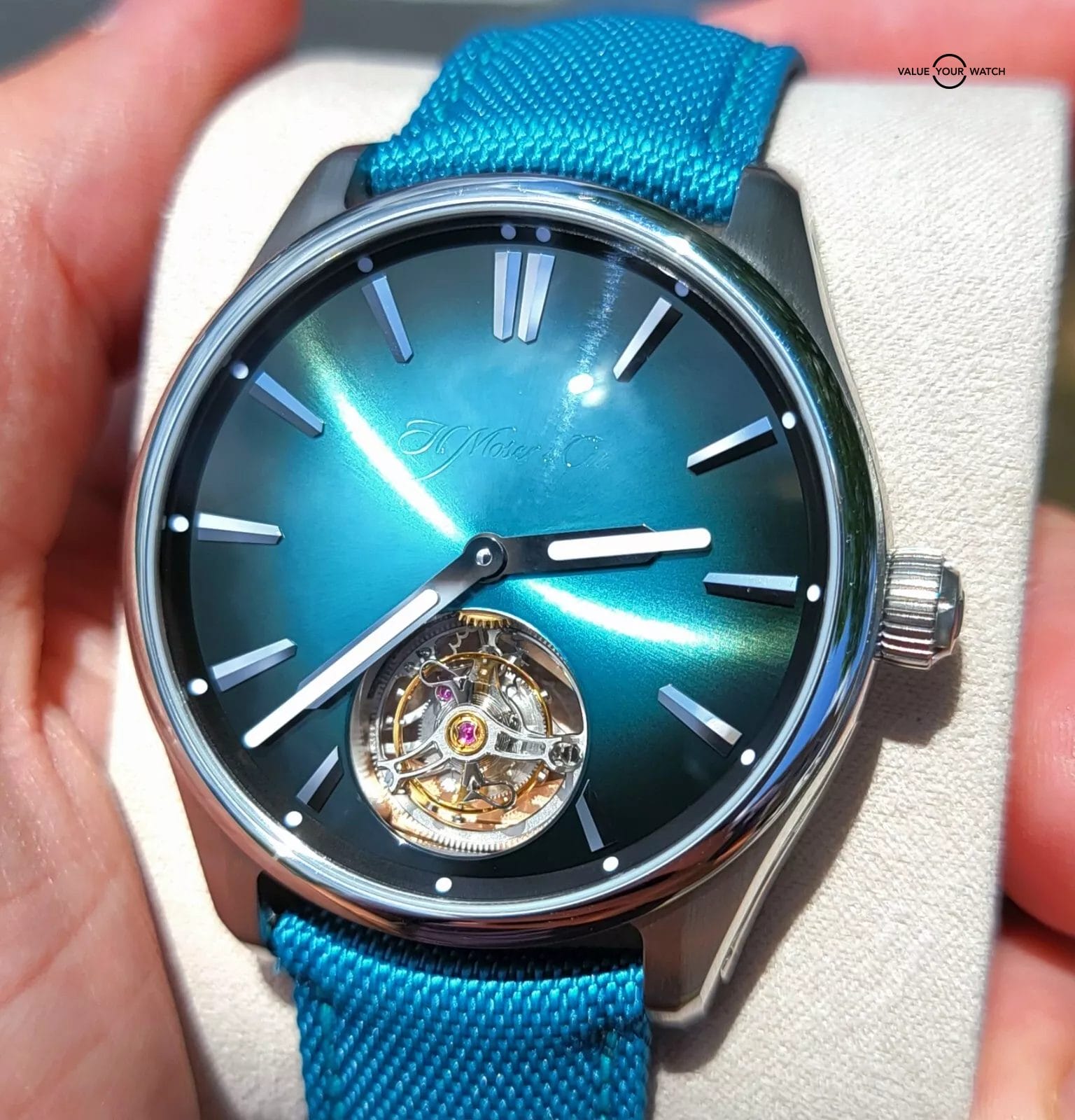 H. Moser & Cie. Pioneer Tourbillon Blue Lagoon, 43mm steel case, extra straps fu - Image 9