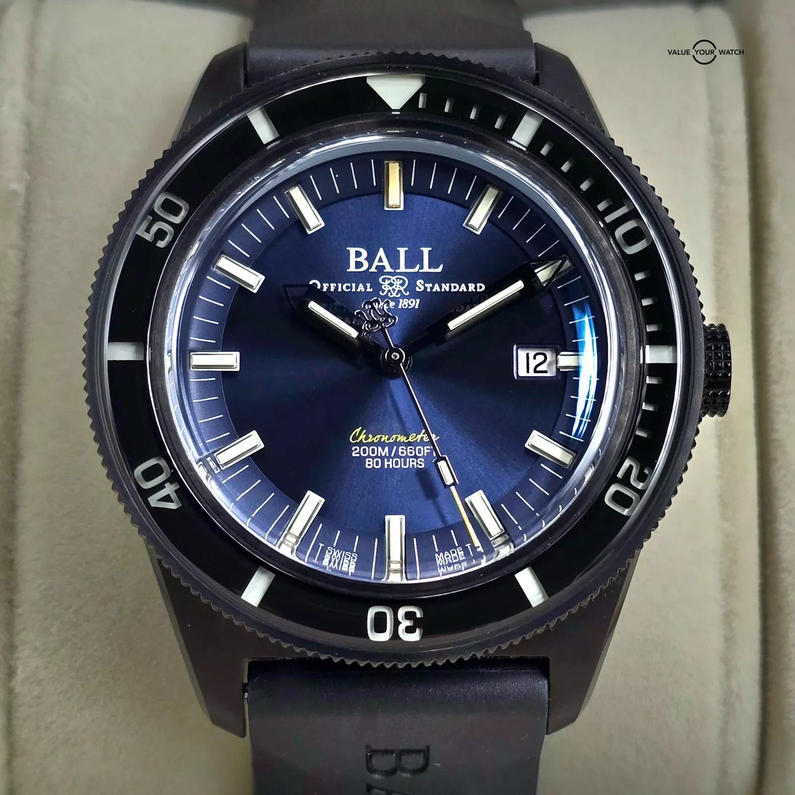 Ball Engineer II SkinDiver black TiC Steel, blue dial/black bezel Full Set! - Image 3