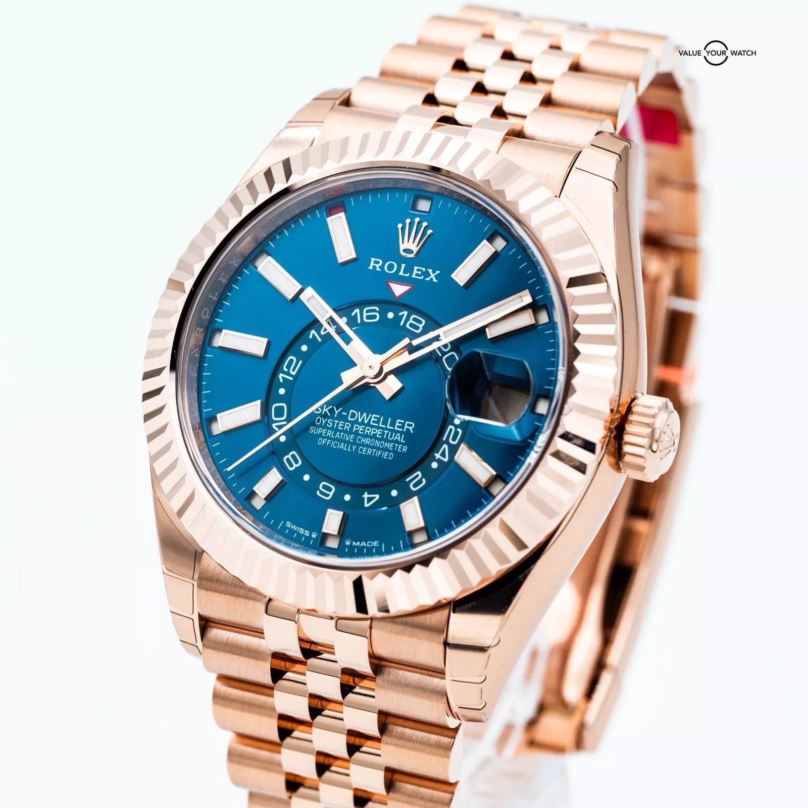 NEW 2025 Rolex Sky-Dweller 336935 Blue Saros 18kt Rose Gold Jubilee w/ STICKERS - Image 6