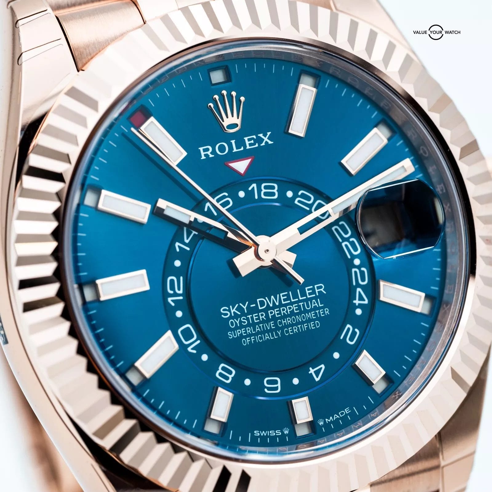 NEW 2025 Rolex Sky-Dweller 336935 Blue Saros 18kt Rose Gold Jubilee w/ STICKERS - Image 14