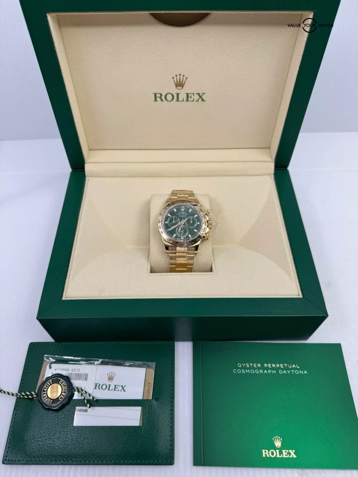 WHITE TAG MINT PAPERS Rolex Daytona GREEN “JOHN MAYER” DIAL 40mm 18K 116508 - Image 2