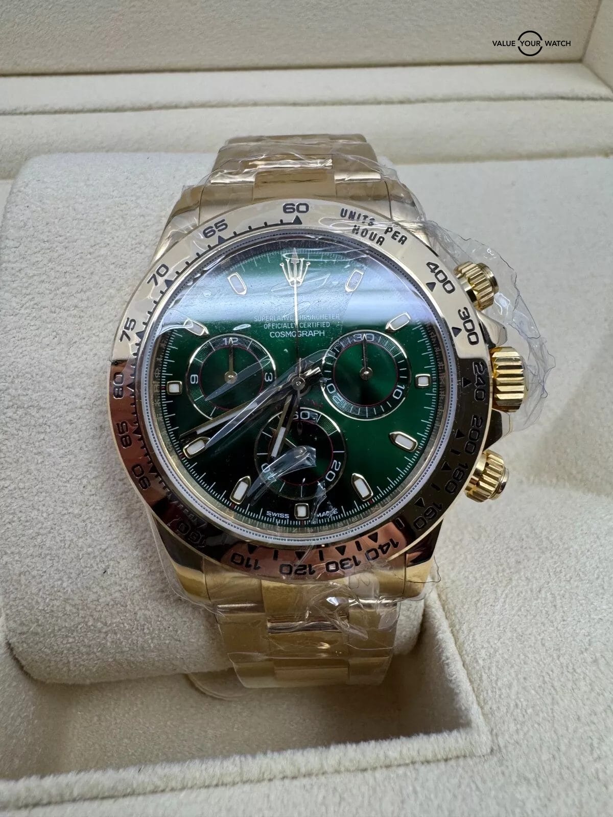 WHITE TAG MINT PAPERS Rolex Daytona GREEN “JOHN MAYER” DIAL 40mm 18K 116508