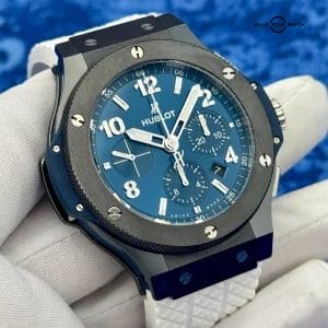 Hublot Big Bang Chrono Blue Black Ceramic 44mm 2 OEM Straps B&Ps – 301.CM.710.RX