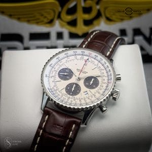 Breitling Navitimer 43 B01 AB0121211G1P1 Panda Dial on Brown Leather bracelet Full Set w/ Warranty!