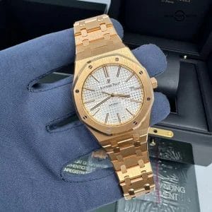 2016 FACTORY NON CONVERTED Box Paper Bracelet White Dial 18k Rose Gold Royal Oak