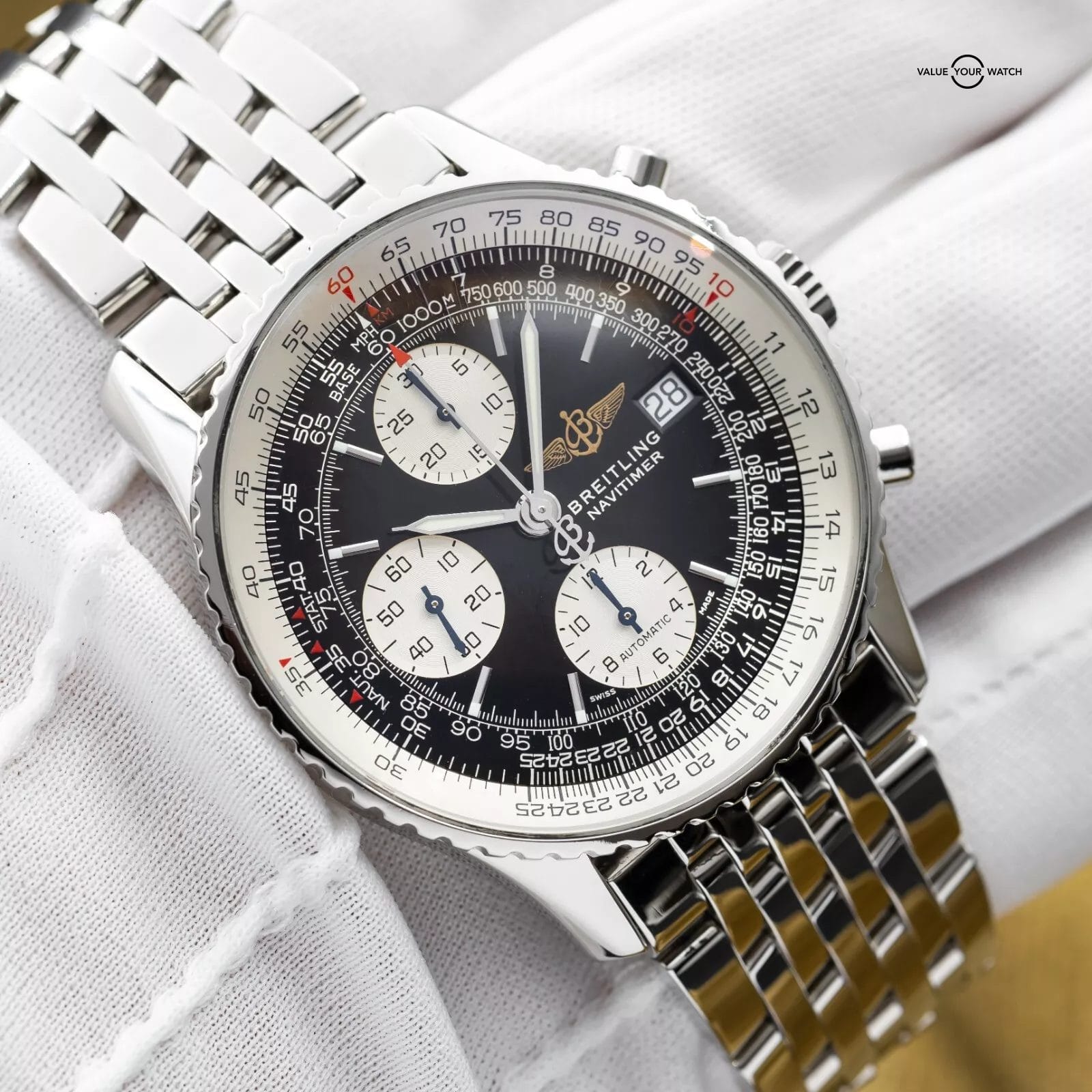 Breitling Old Navitimer Stainless Steel 41mm Black Dial – A13322 - Image 3