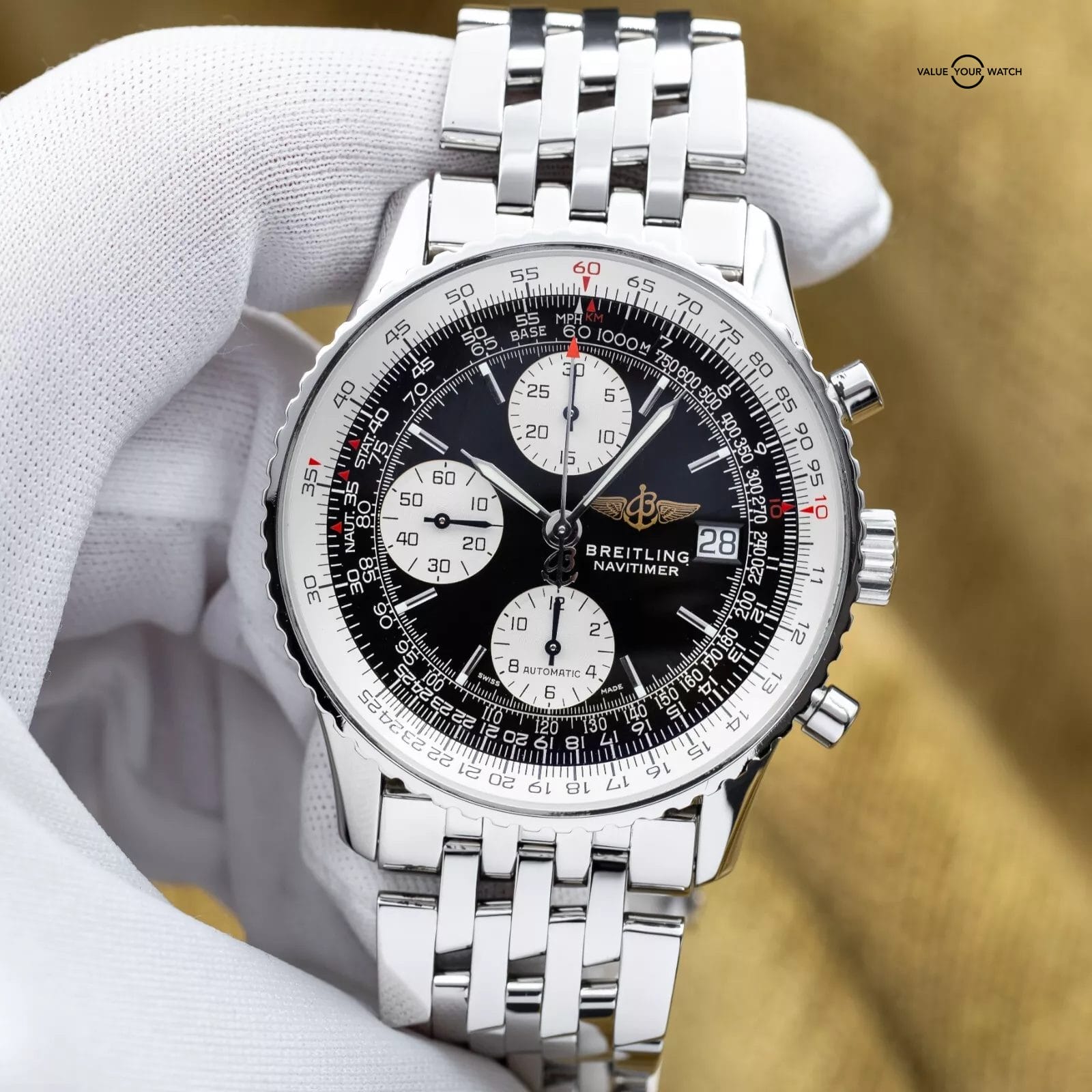 Breitling Old Navitimer Stainless Steel 41mm Black Dial – A13322 - Image 4
