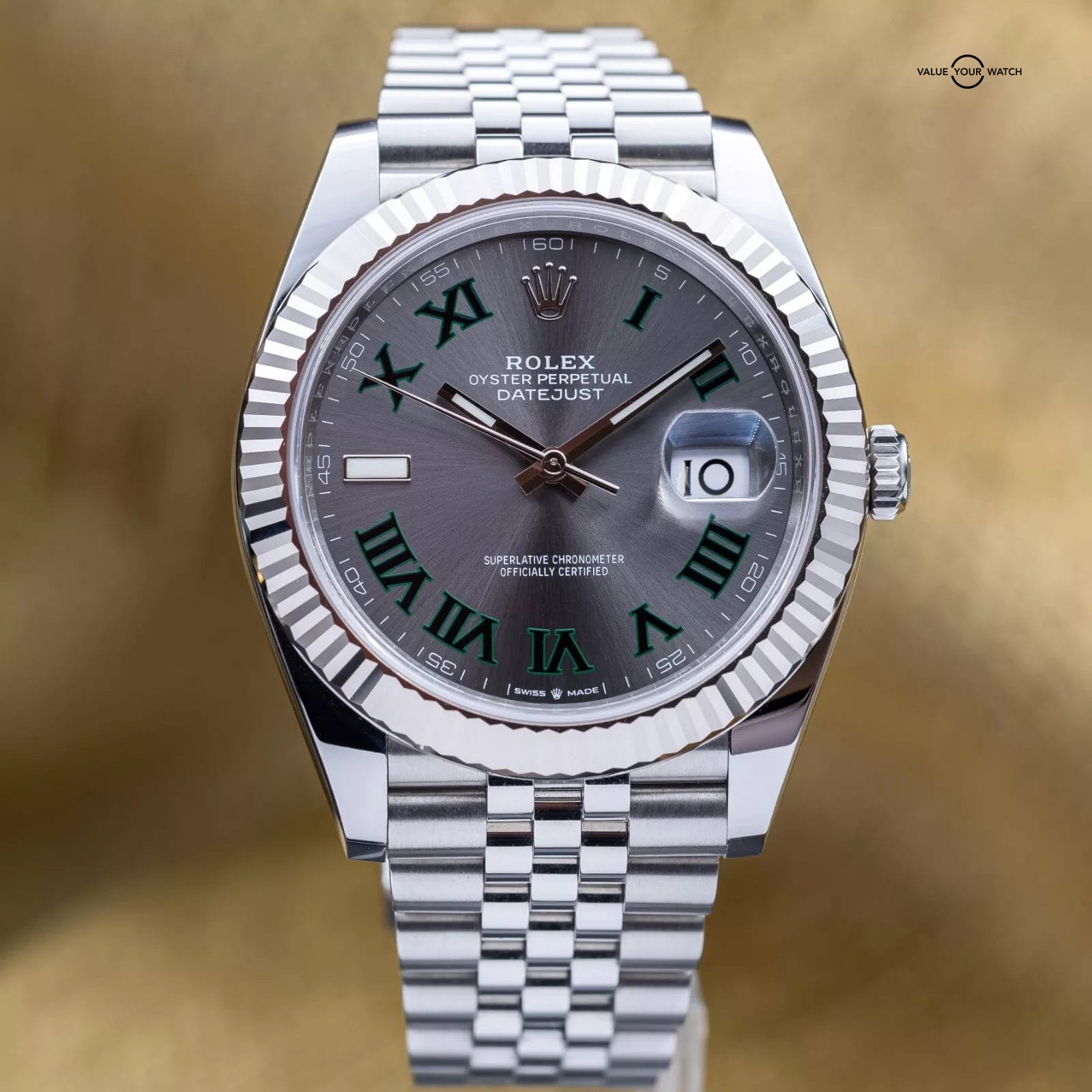 Rolex DateJust 41mm DJ41 Wimbledon Fluted White Gold Jubilee – 126334 - Full Set
