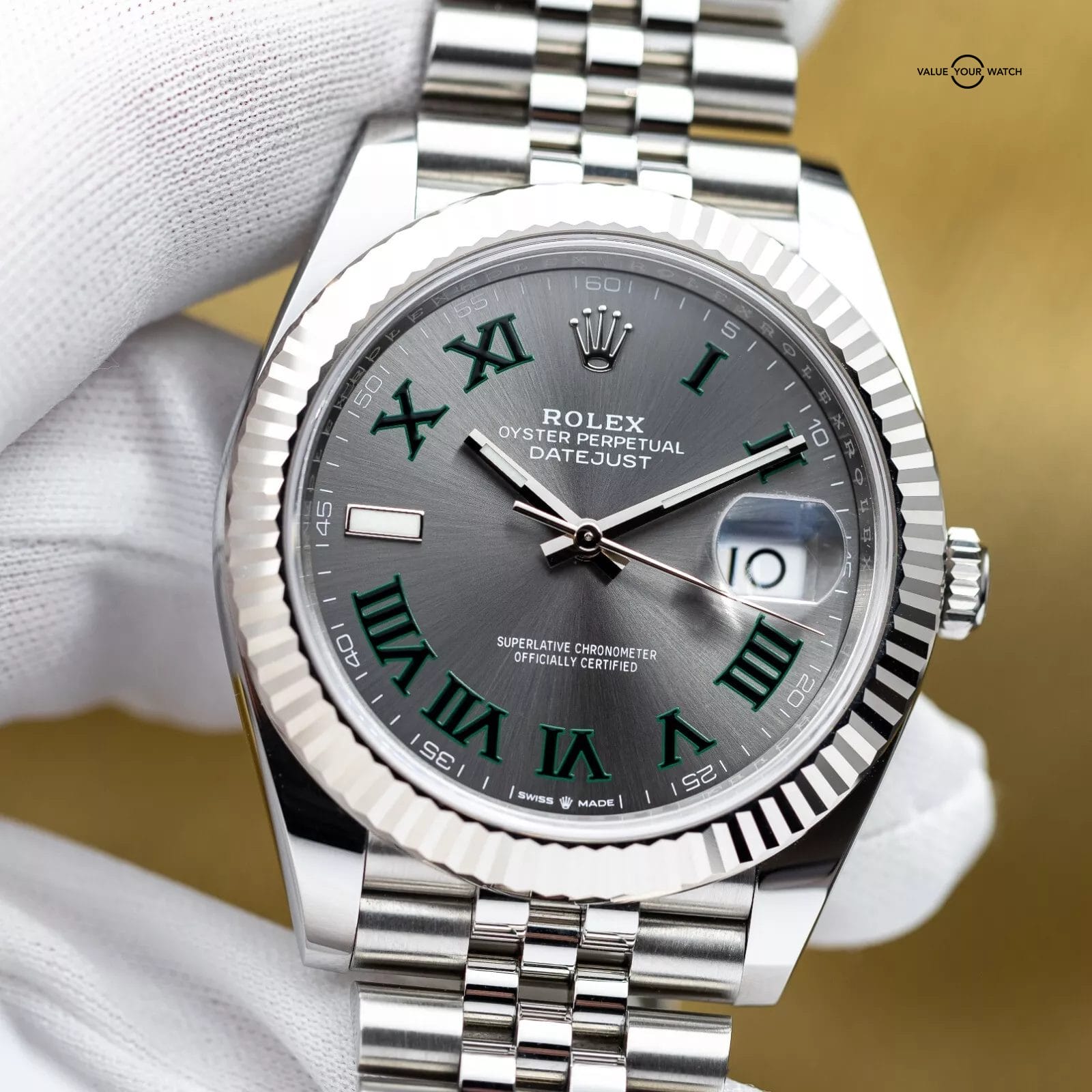 Rolex DateJust 41mm DJ41 Wimbledon Fluted White Gold Jubilee – 126334 - Full Set - Image 8