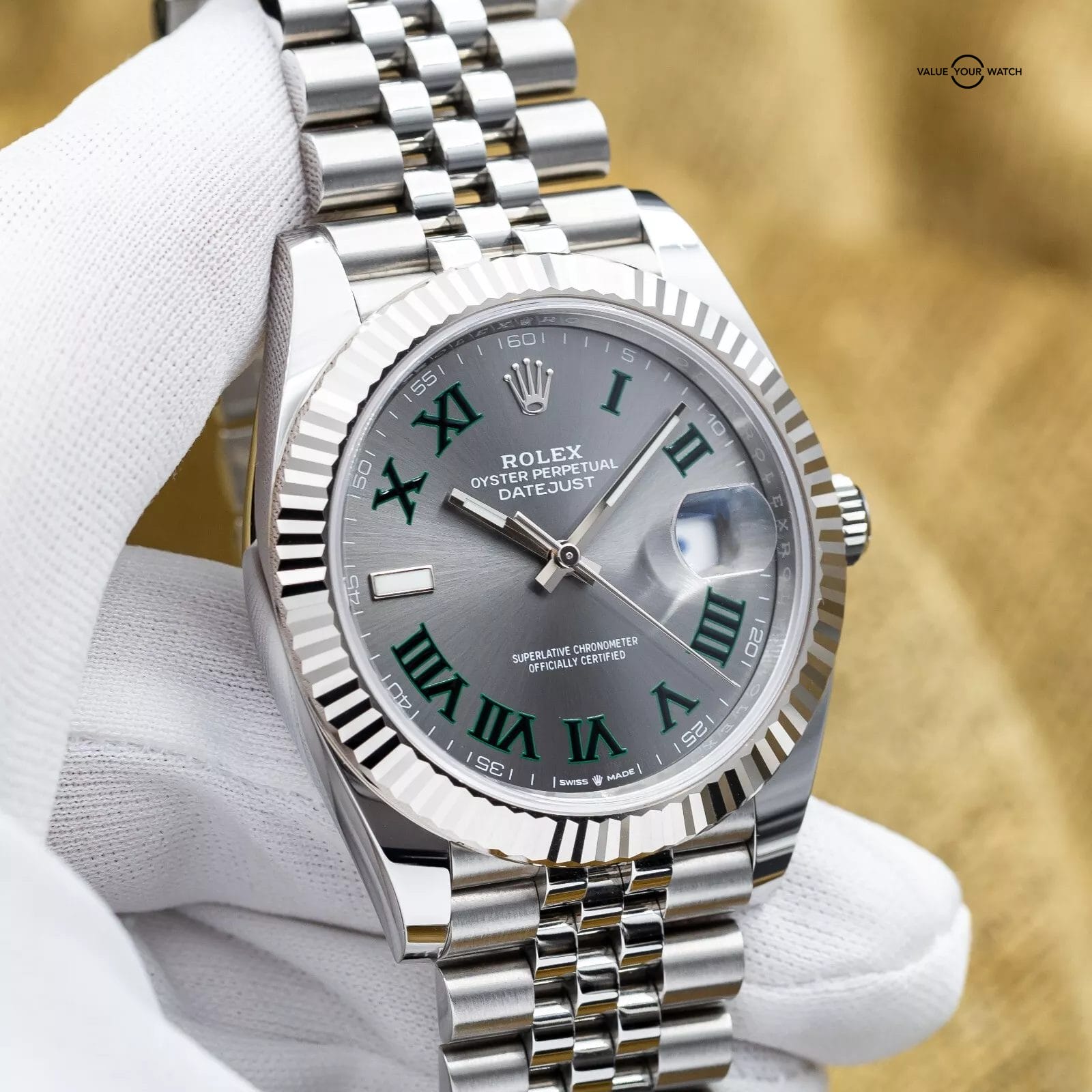 Rolex DateJust 41mm DJ41 Wimbledon Fluted White Gold Jubilee – 126334 - Full Set - Image 17