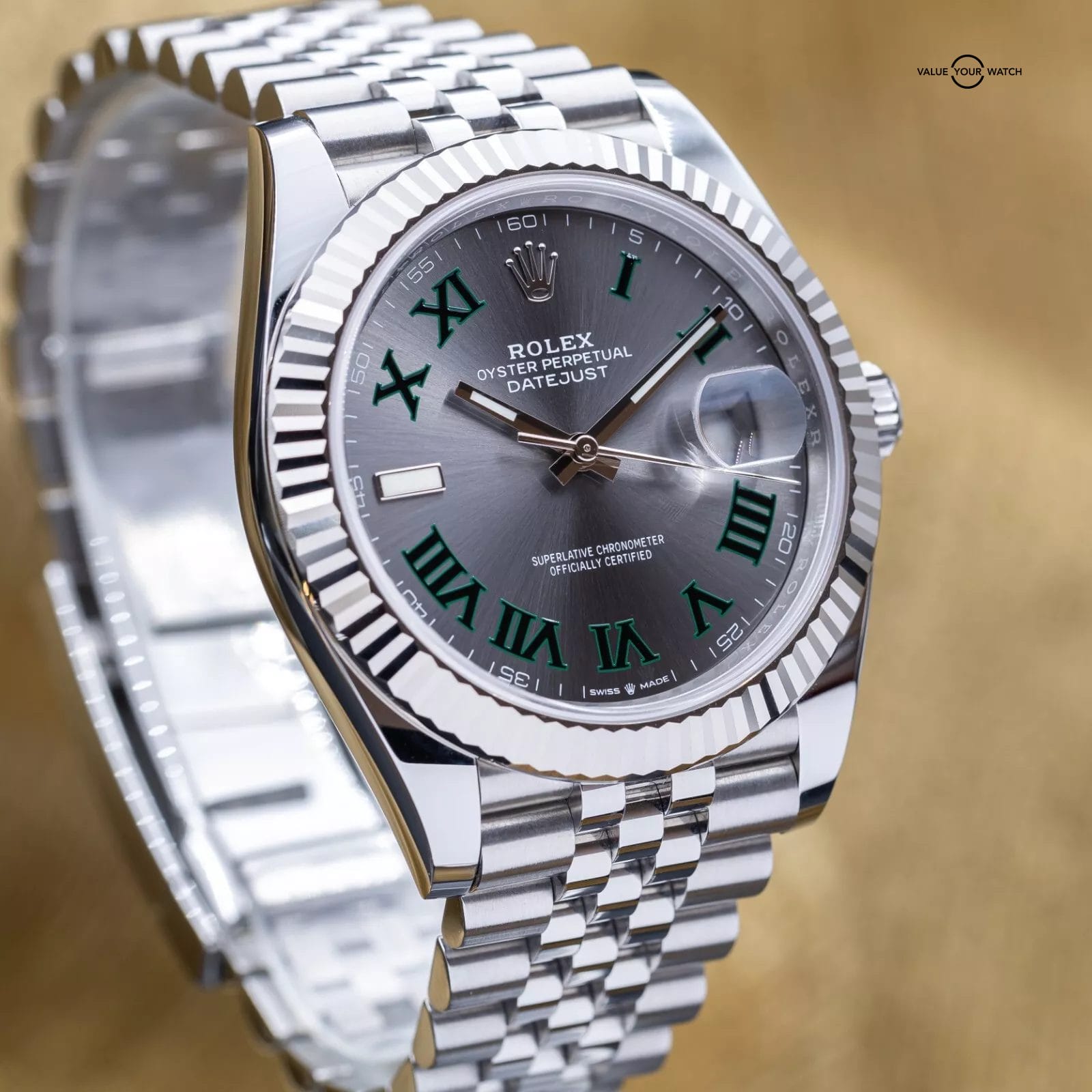 Rolex DateJust 41mm DJ41 Wimbledon Fluted White Gold Jubilee – 126334 - Full Set - Image 9
