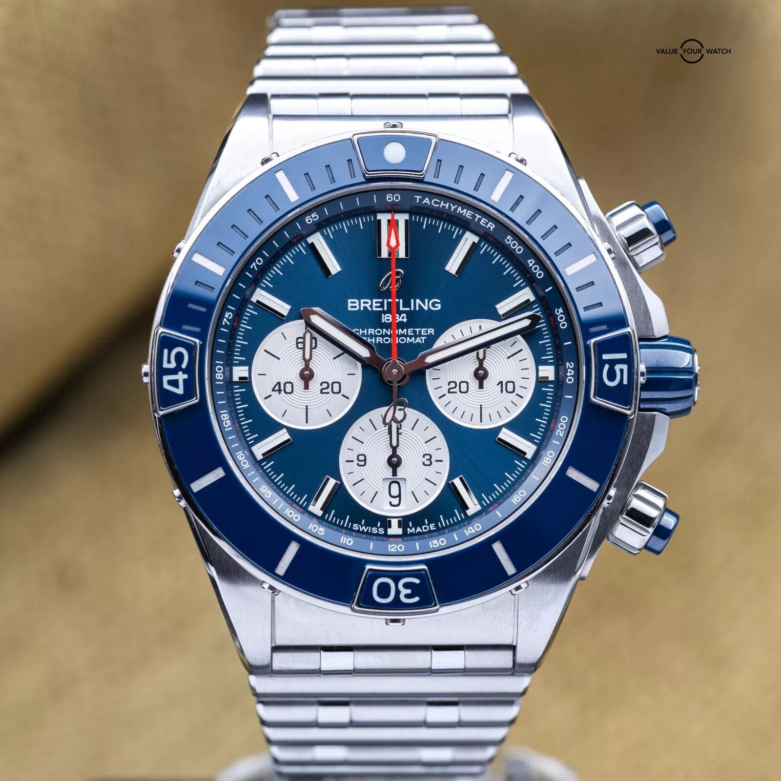 Breitling Super Chronomat 44mm Blue Dial Steel Bracelet AB0136 - 2021 Full Set - Image 3