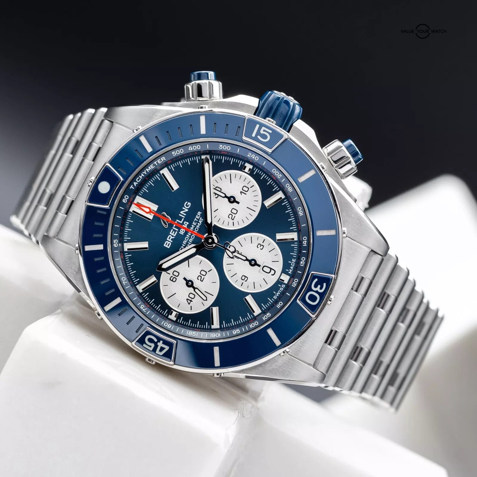 Breitling Super Chronomat 44mm Blue Dial Steel Bracelet AB0136 - 2021 Full Set - Image 4