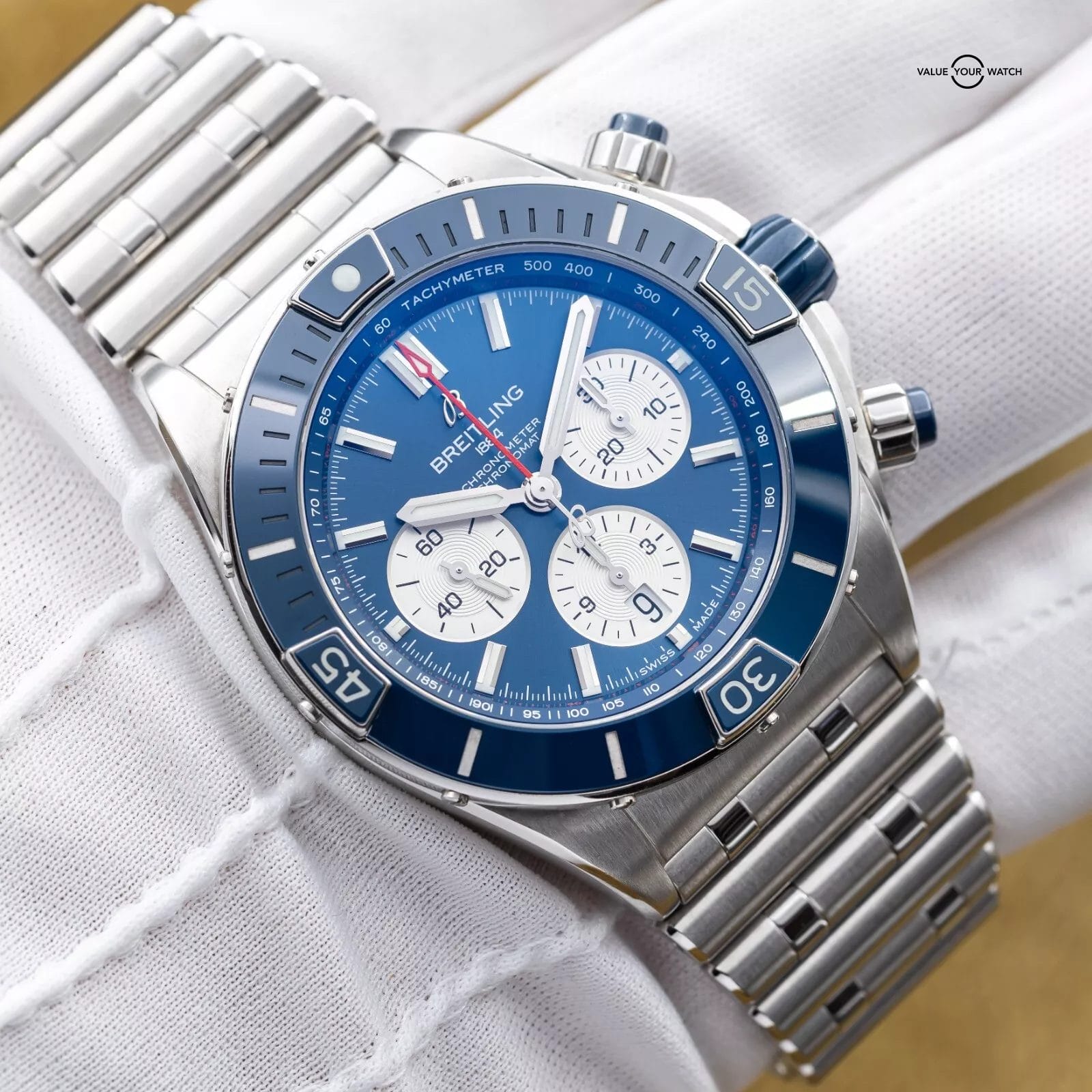 Breitling Super Chronomat 44mm Blue Dial Steel Bracelet AB0136 - 2021 Full Set - Image 5