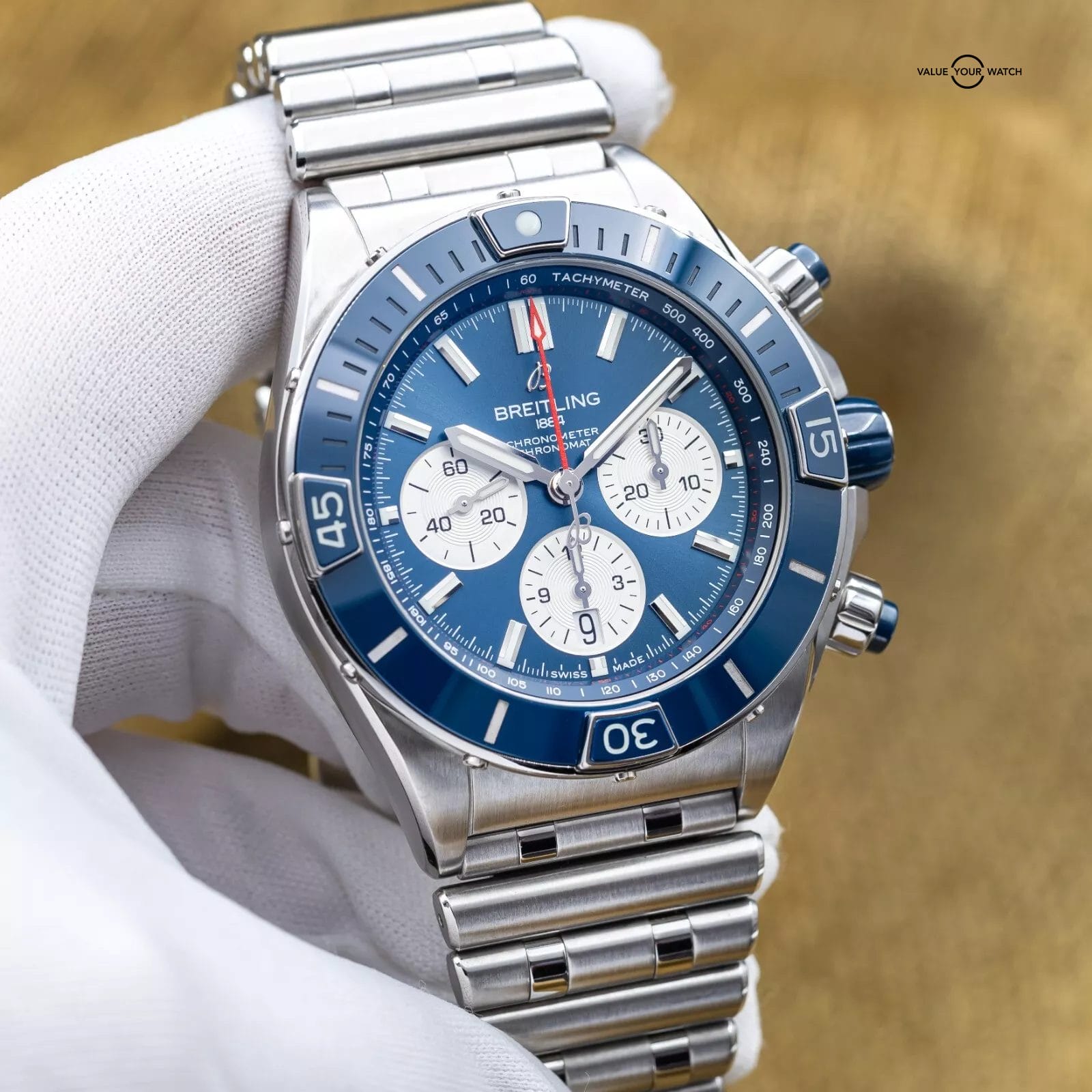 Breitling Super Chronomat 44mm Blue Dial Steel Bracelet AB0136 - 2021 Full Set - Image 6