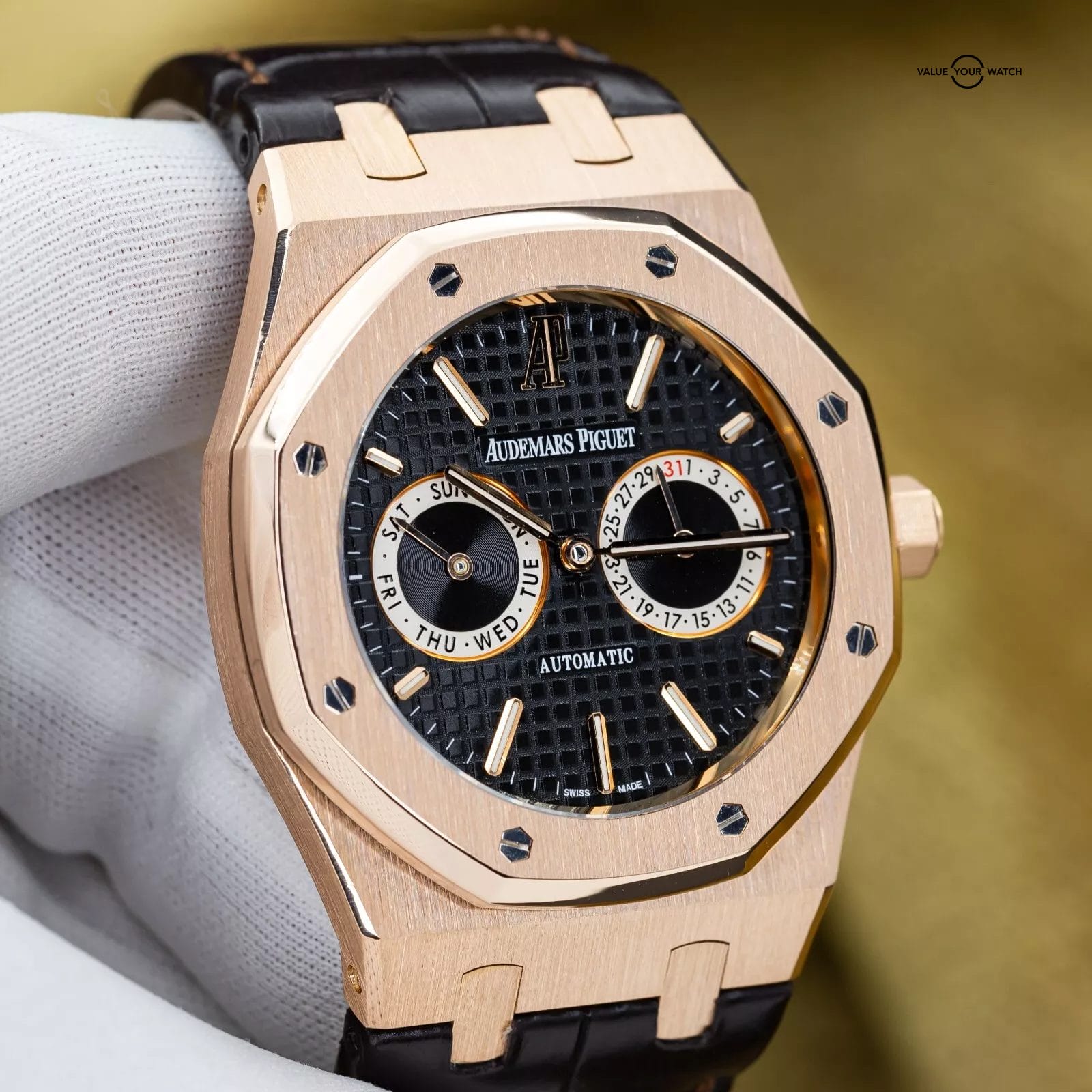 Audemars Piguet Royal Oak Day-Date 39mm Rose Gold AP 26330or Black Dial Full Set - Image 3