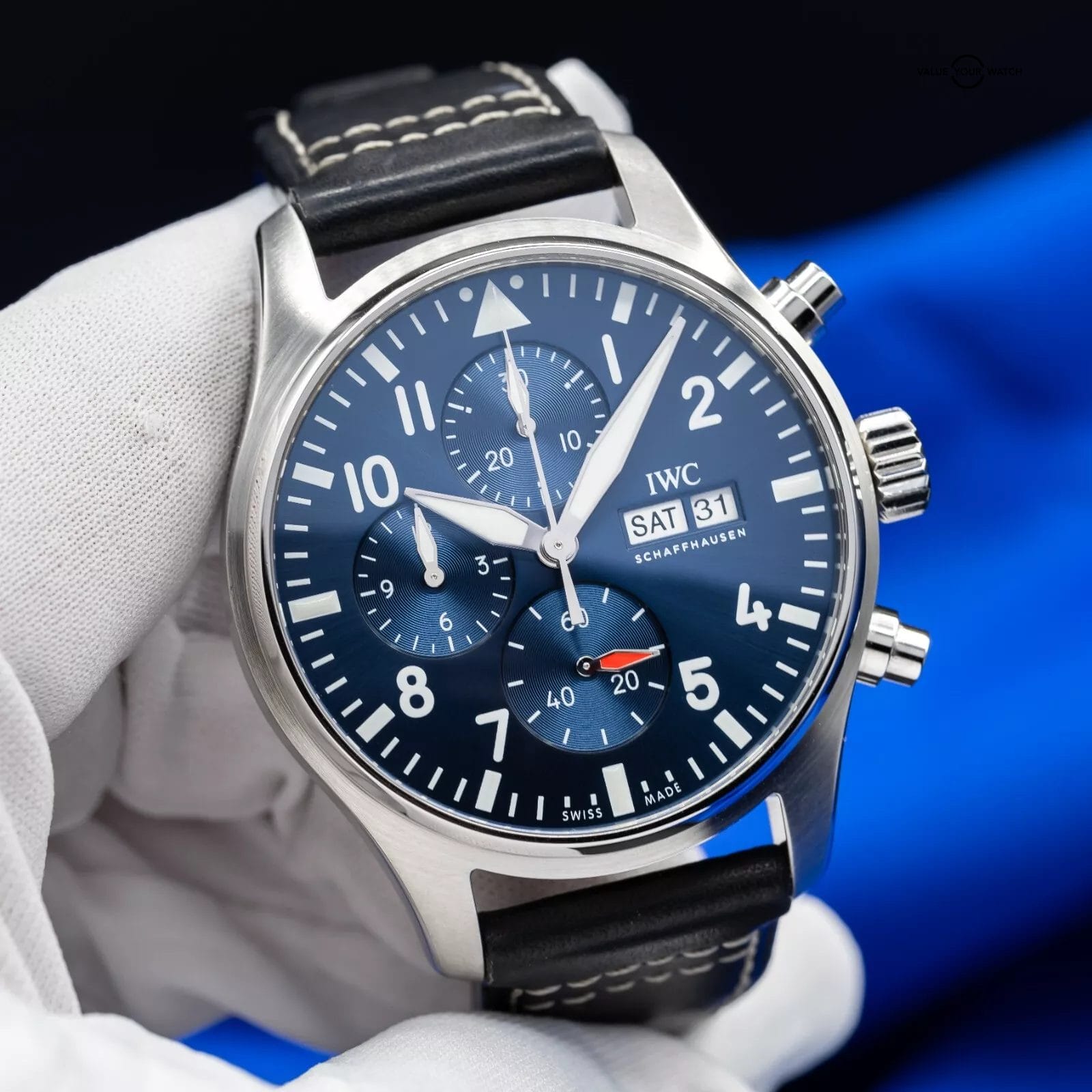 IWC Pilot's Blue Dial Chronograph Mens Watch IW378003, Box and Papers - Image 10