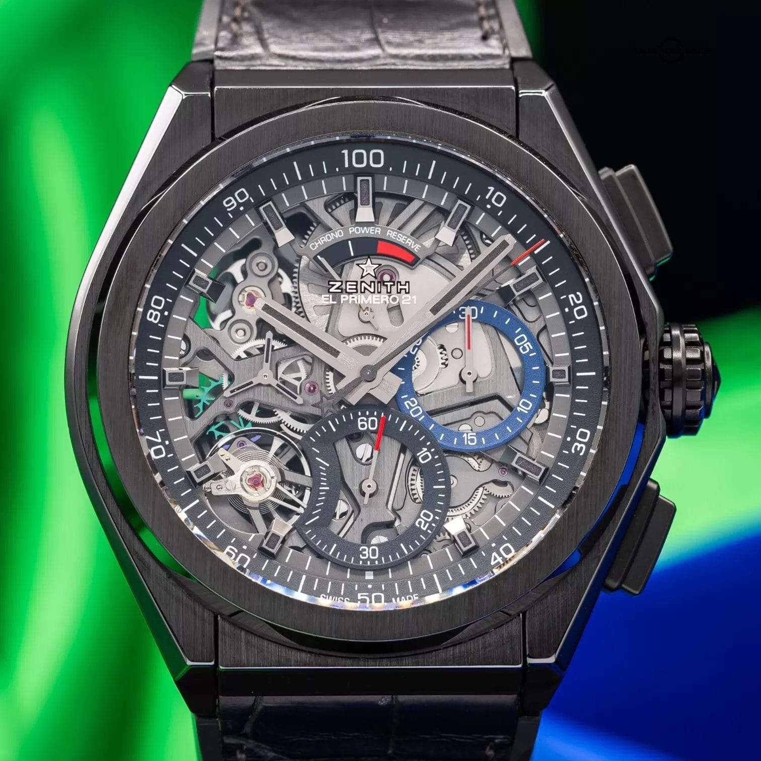 Zenith Defy El Primero 21 Skeleton Dial Ceramic Mens Watch 49.9000.9004/78.R582