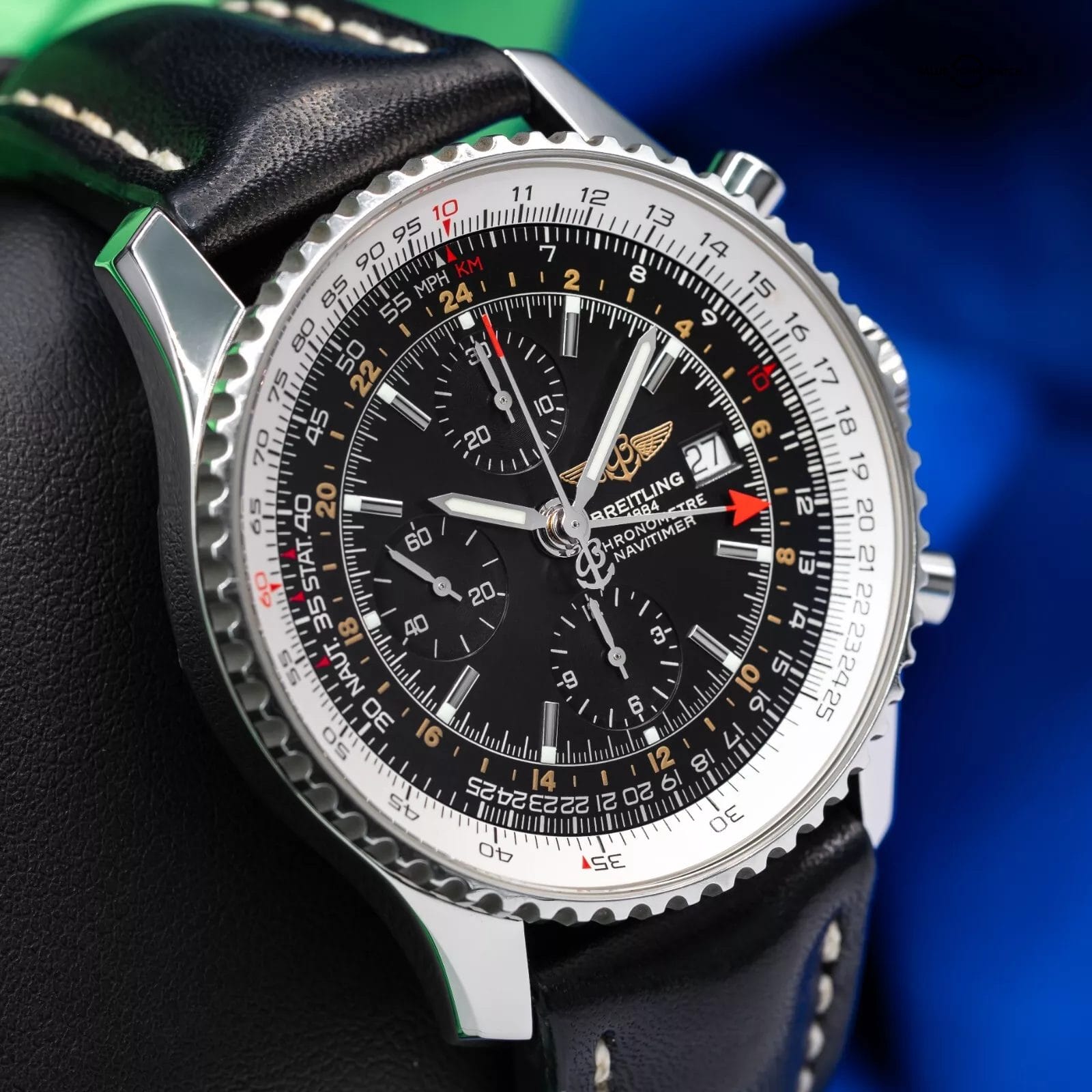 Breitling Navitimer World Chronograph GMT Men's Black Watch - A24322 - Image 2