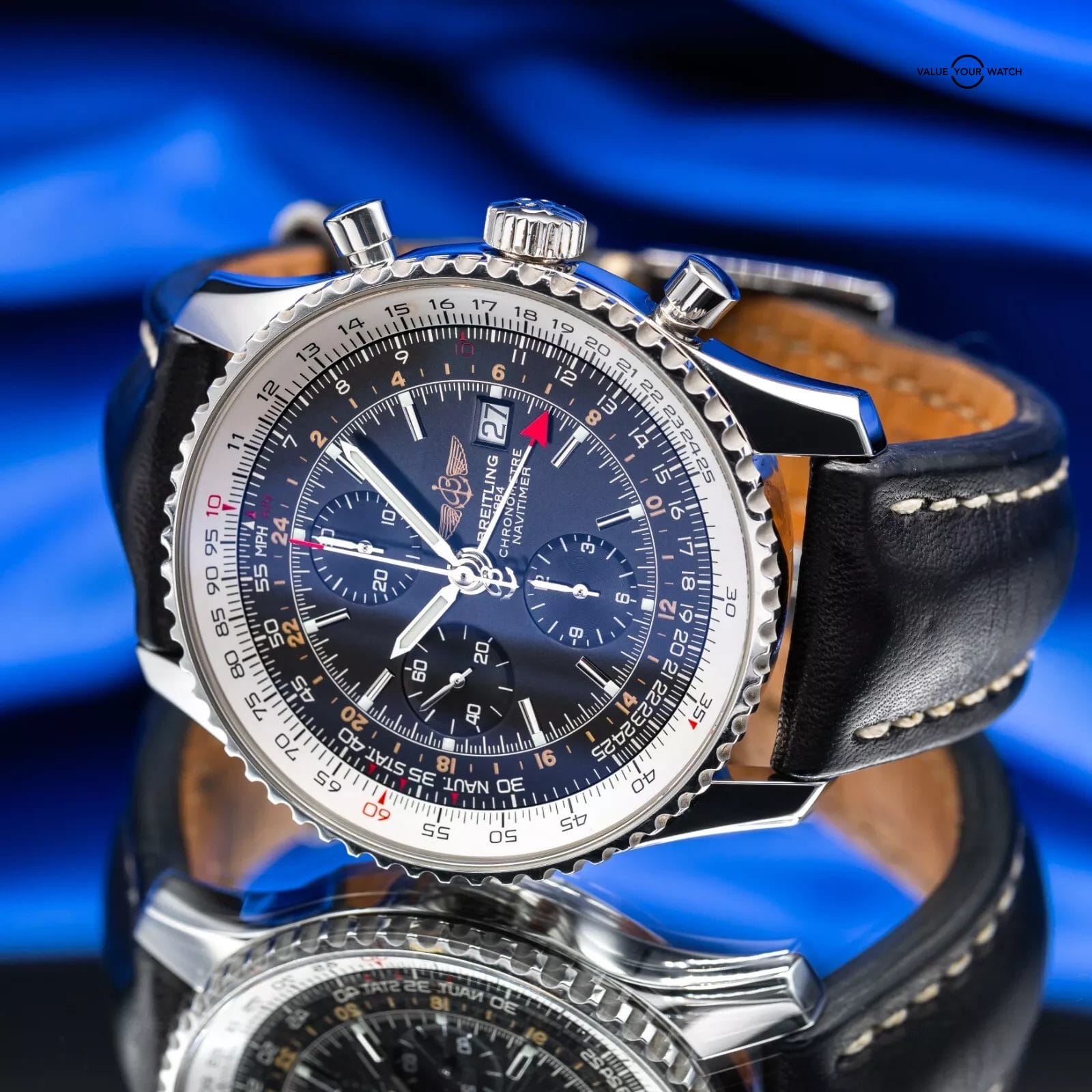 Breitling Navitimer World Chronograph GMT Men's Black Watch - A24322 - Image 4