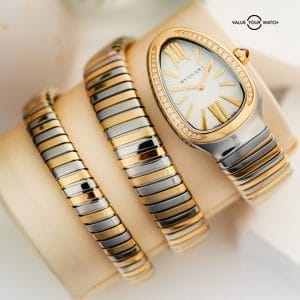 UNWORN Bvlgari Serpenti Tubogas Women’s 18k Yellow Gold 2-Tone & Diamonds – BOX & PAPERS – 103797