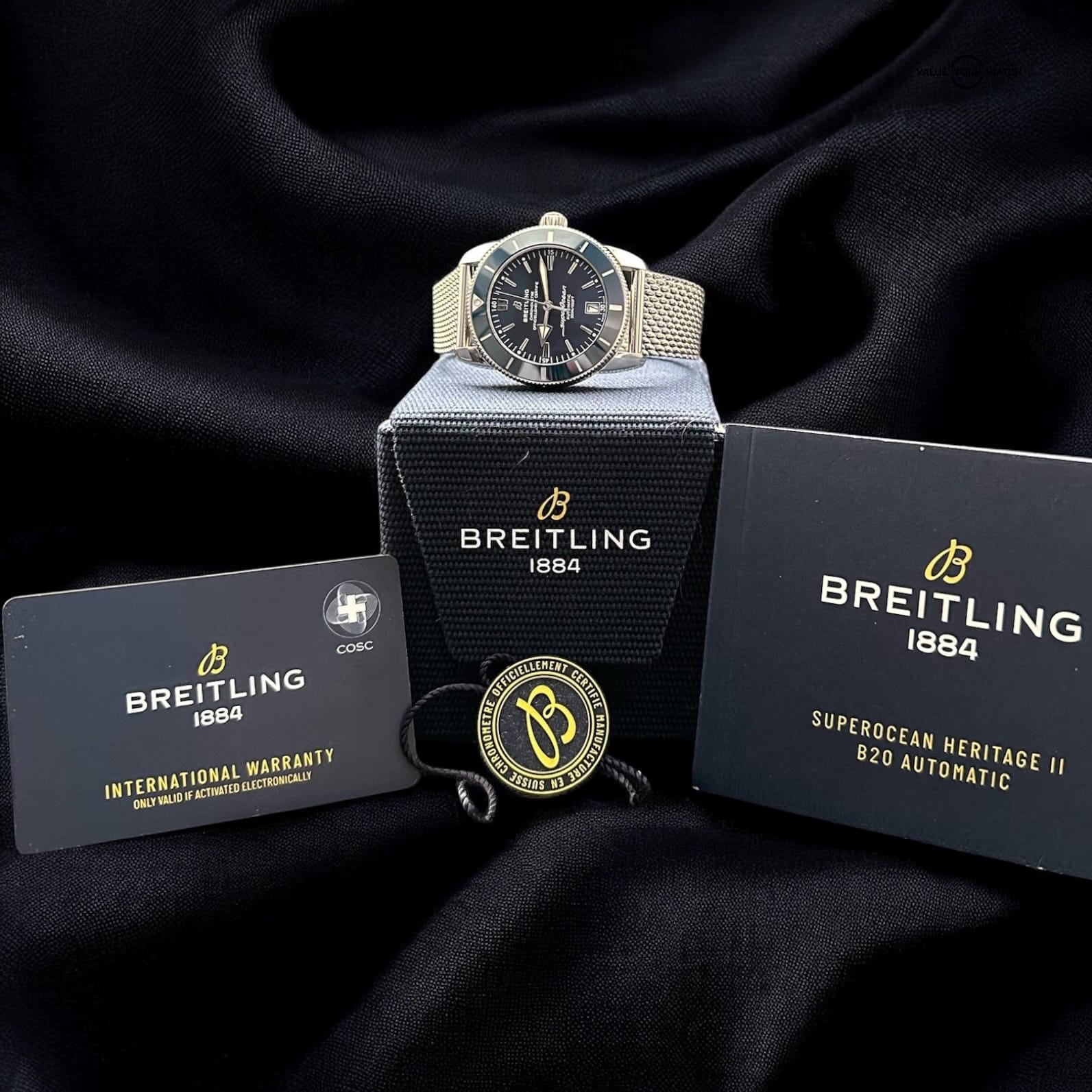 🔴Breitling Superocean Heritage II Blue 42mm AB2010 Complete Set on Mesh🔴 - Image 2