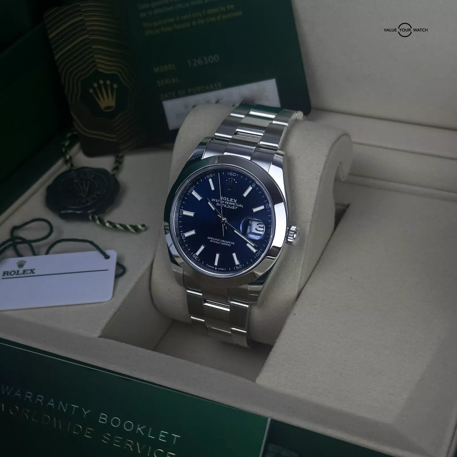2025 Rolex Datejust 41 126300 Smooth Blue Index Dial Oyster New Box & Papers - Image 12
