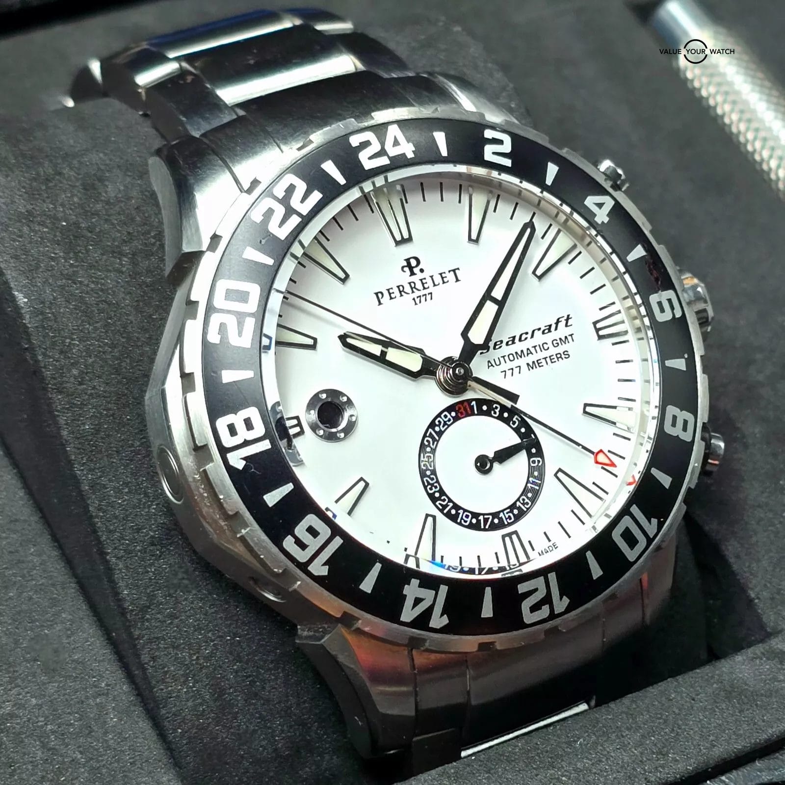 Perrelet Seacraft GMT 42mm, white dial full set!