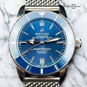 🔴Breitling Superocean Heritage II Blue 42mm AB2010 Complete Set on Mesh🔴