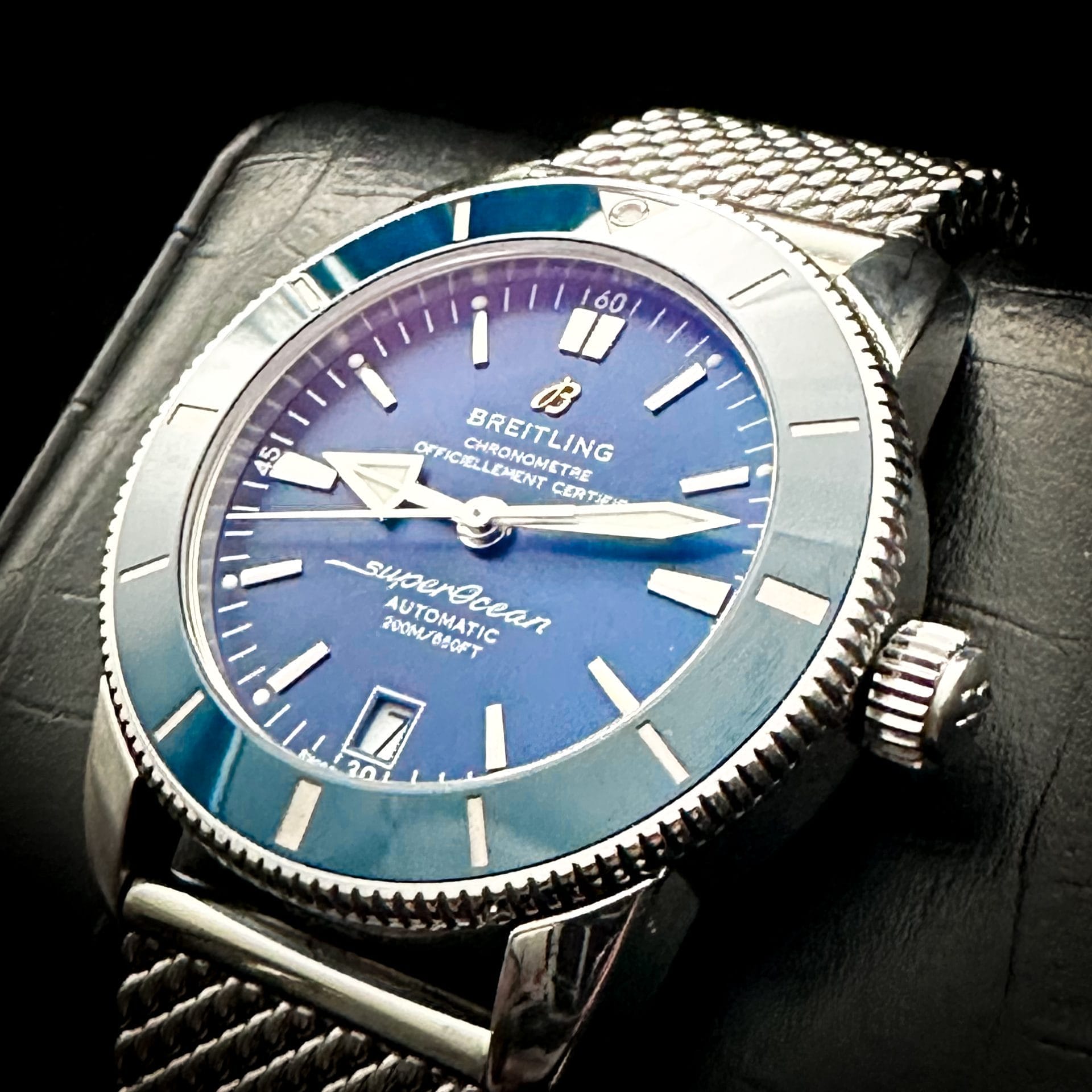🔴Breitling Superocean Heritage II Blue 42mm AB2010 Complete Set on Mesh🔴 - Image 14