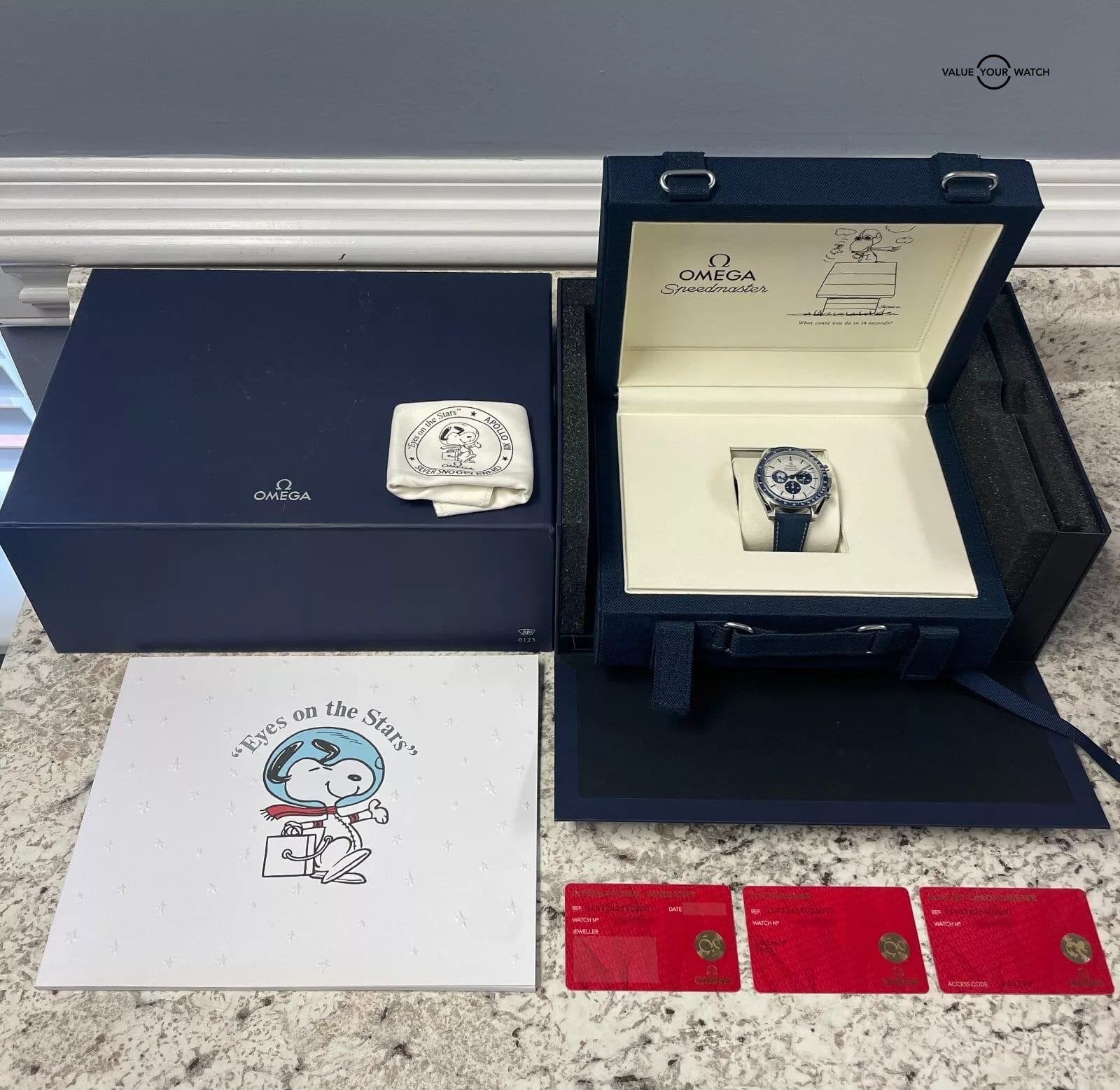 2023 Omega Speedmaster “SNOOPY” 50th Anniversary 310.32.42.50.02.001 BOXES/CARDS - Image 7