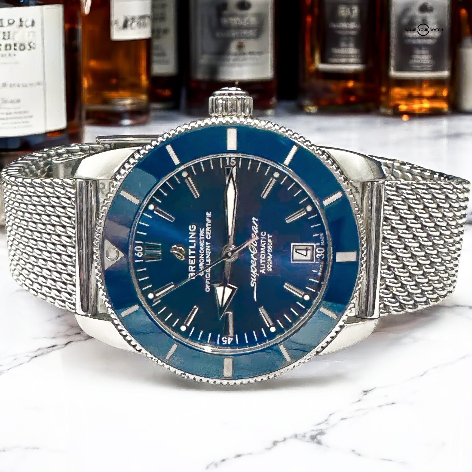 🔴Breitling Superocean Heritage II Blue 42mm AB2010 Complete Set on Mesh🔴 - Image 15