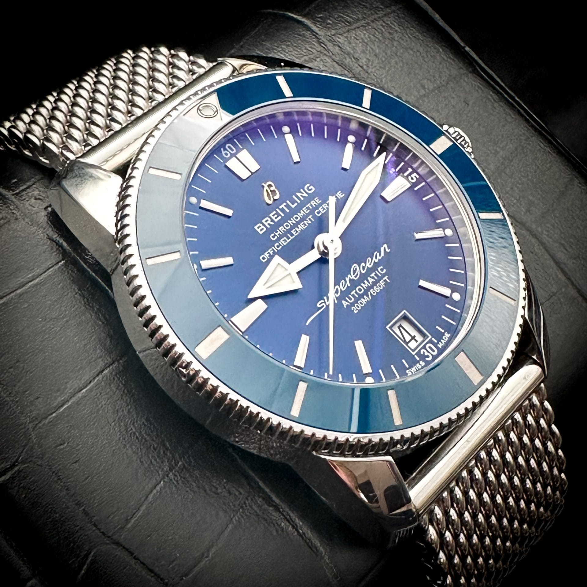 🔴Breitling Superocean Heritage II Blue 42mm AB2010 Complete Set on Mesh🔴 - Image 13