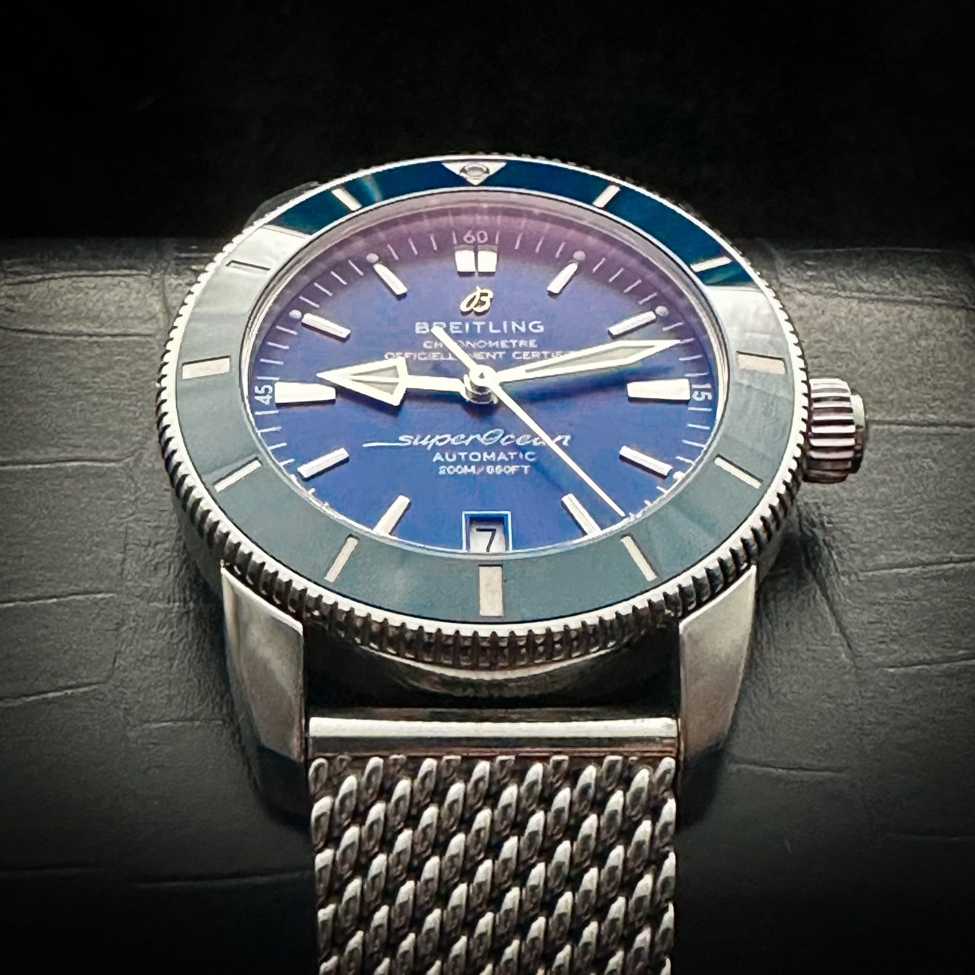 🔴Breitling Superocean Heritage II Blue 42mm AB2010 Complete Set on Mesh🔴 - Image 5