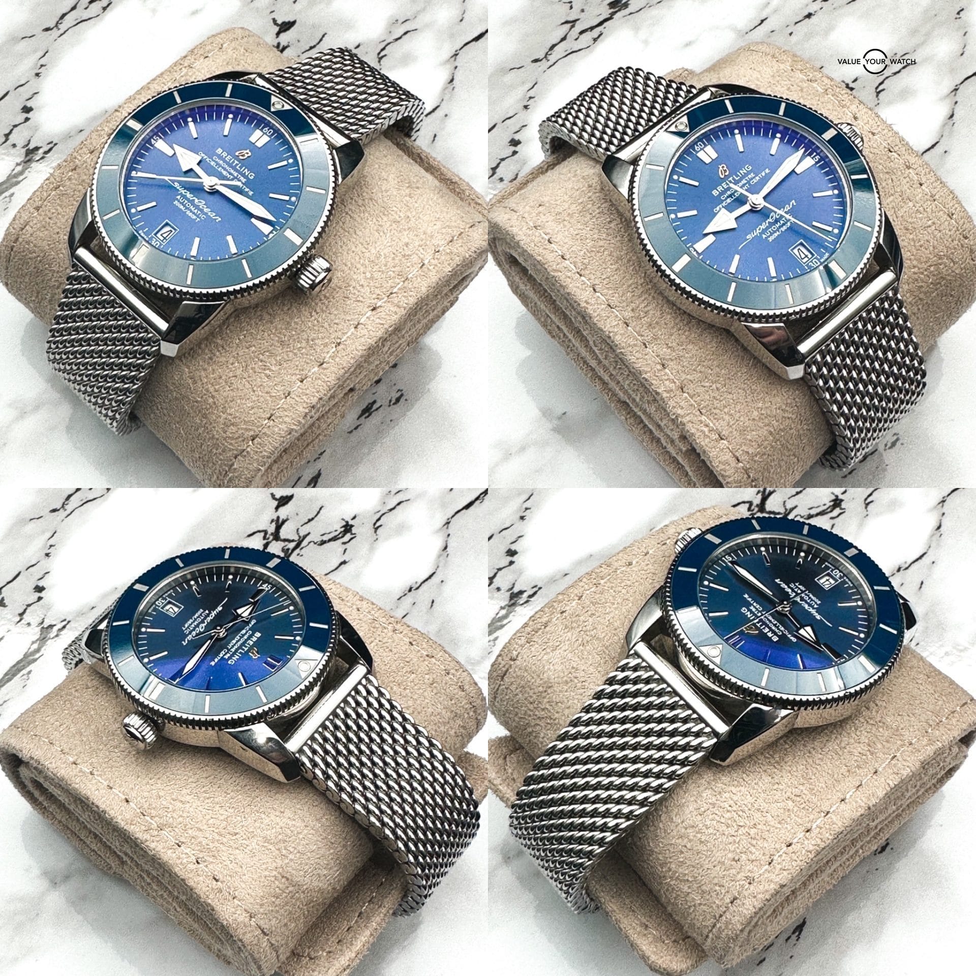 🔴Breitling Superocean Heritage II Blue 42mm AB2010 Complete Set on Mesh🔴 - Image 7