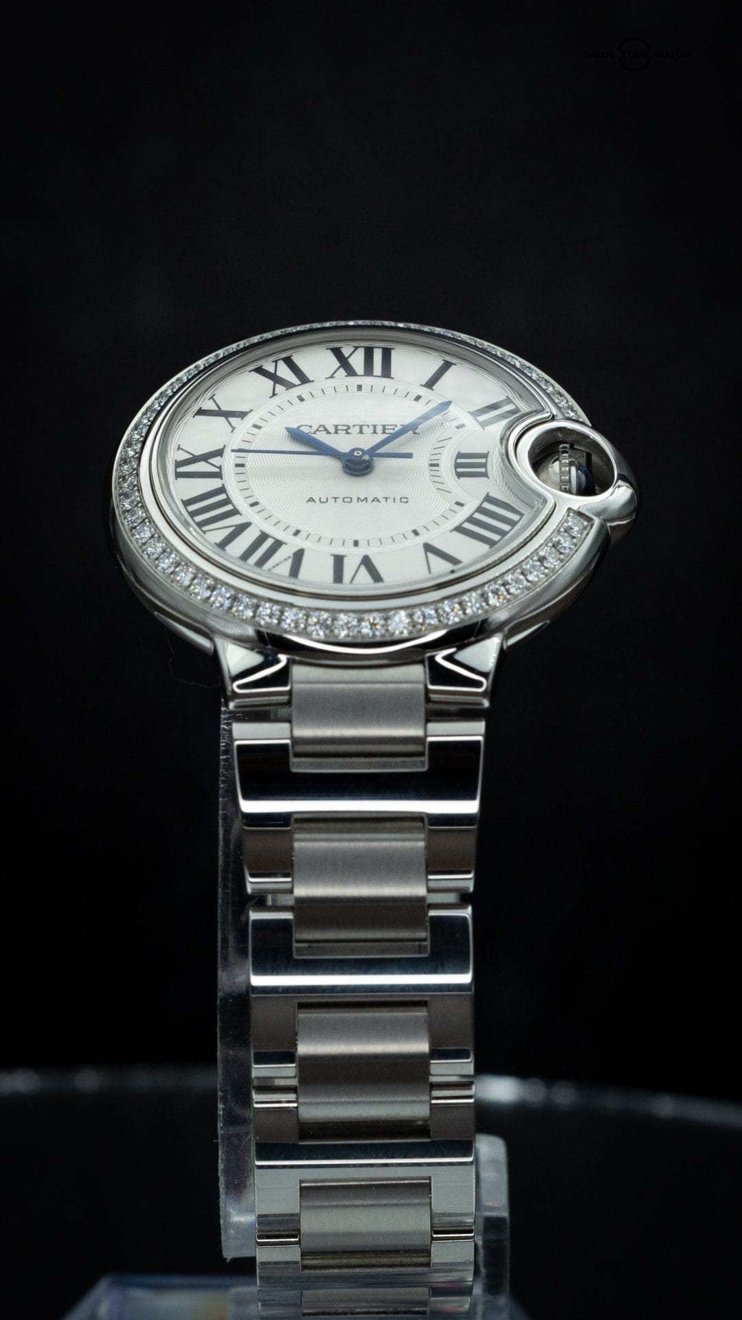 Cartier Ballon Bleu 33mm Steel Diamond Bezel Ladies Watch W4BB0023 - Image 6