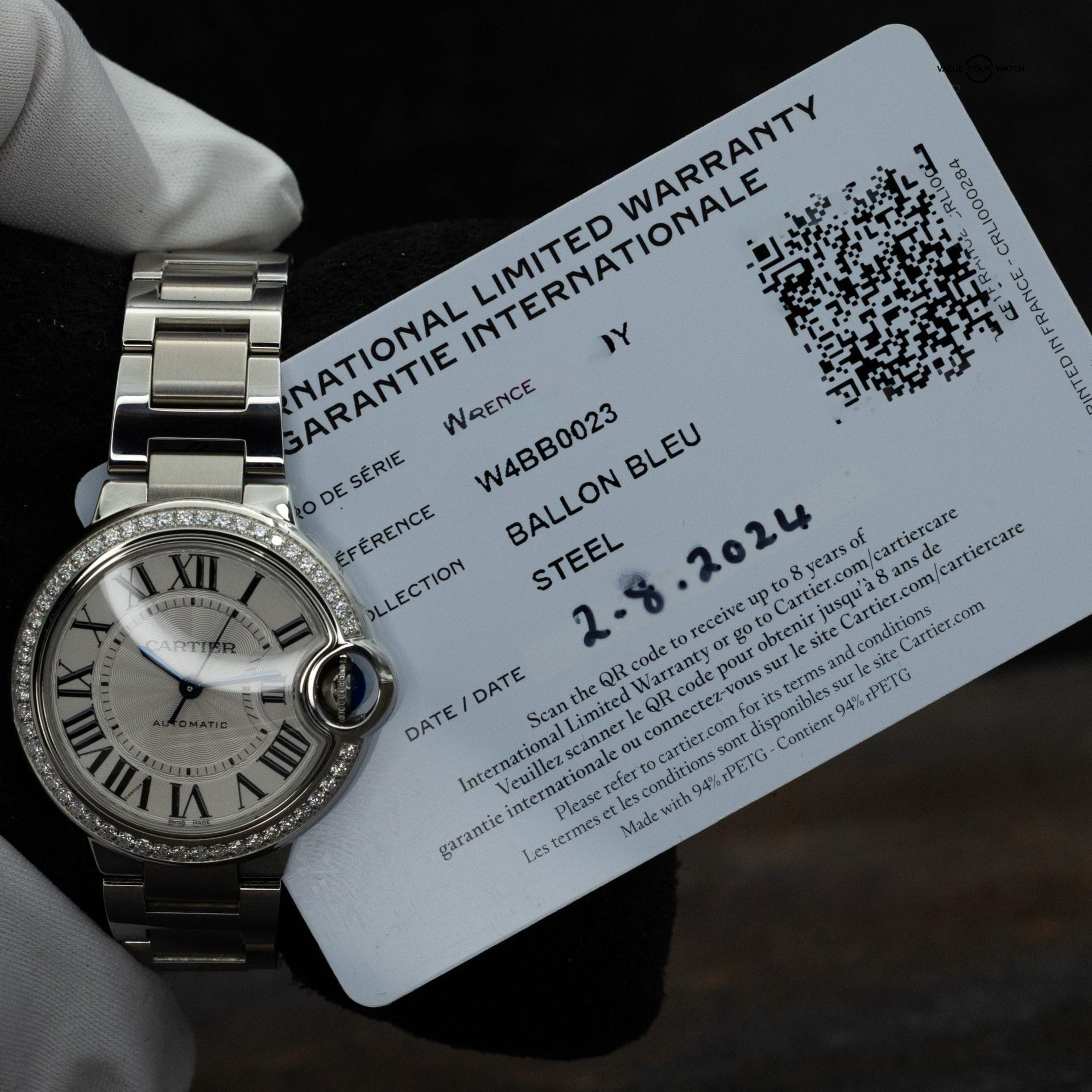 Cartier Ballon Bleu 33mm Steel Diamond Bezel Ladies Watch W4BB0023 - Image 11