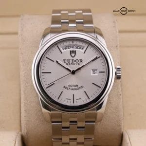 Tudor Glamour Date-Day Stainless Steel Silver Dial 39mm Automatic Men’s 56000