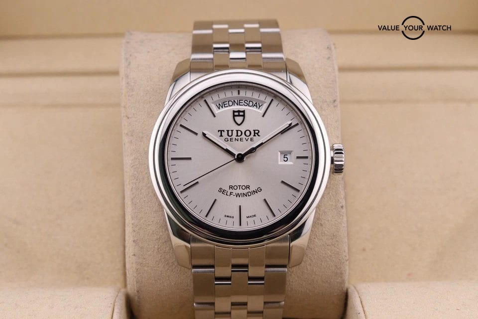 Tudor Glamour Date-Day Stainless Steel Silver Dial 39mm Automatic Men’s 56000