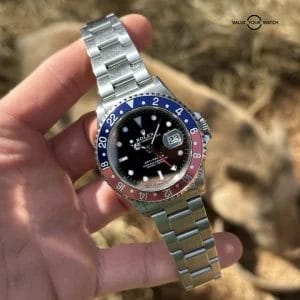 99’ Rolex GMT-Master 16700 Pepsi Silver Oyster Bracelet with Blue and Red Bezel