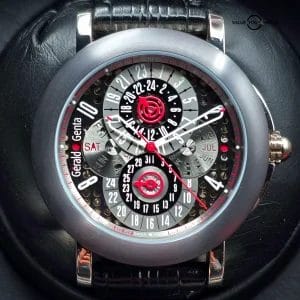 Gerald Genta Arena Perpetual Calendar GMT, white gold and Tantalum full set