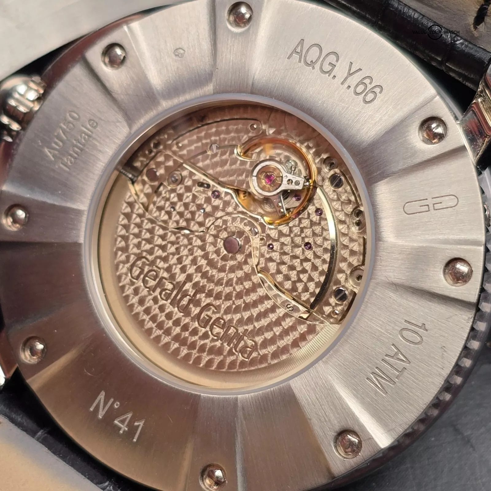 Gerald Genta Arena Perpetual Calendar GMT, white gold and Tantalum full set - Image 9