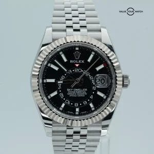 Rolex Sky-Dweller Black Dial Jubilee Stainless Steel 326934 BOXES/PAPERS!