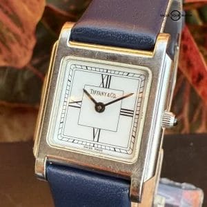 Vintage Tiffany and Co Watch Rare Square White Roman Dial Quartz Estate Sale