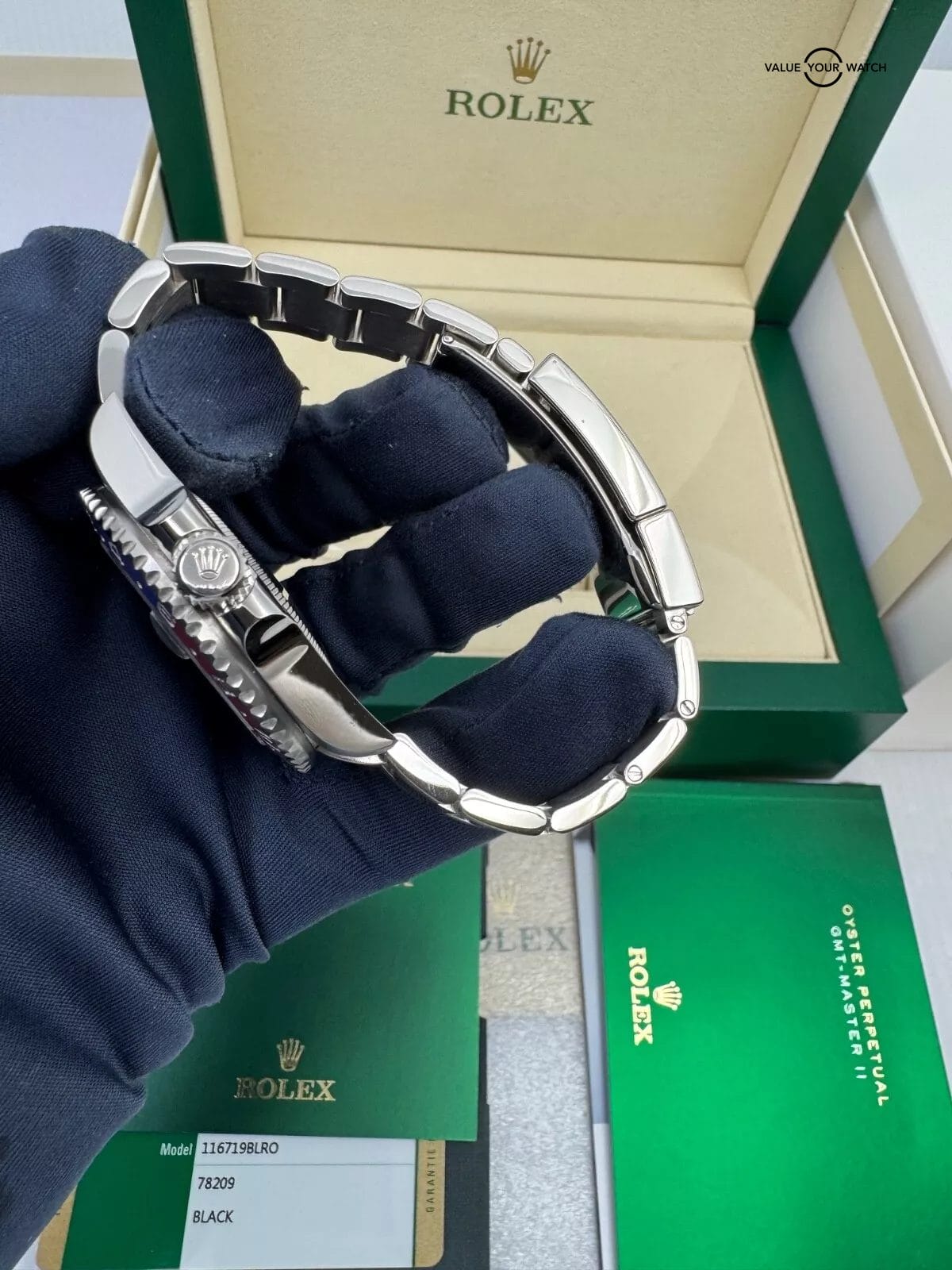 2016 PAPERS White Gold Black Dial GMT-Master II Pepsi Rolex Box Papers - Image 2